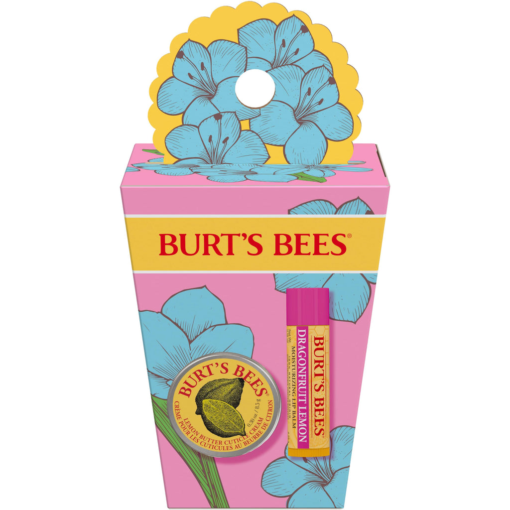 Burt's Bees Gifts Ideas - Spring Surprise Set, Dragonfruit Lemon Lip Balm and Lemon Butter Cuticle Cream, Natural Origin Lip Moisturizer With Responsibly Sourced Beeswax, 2 Count
