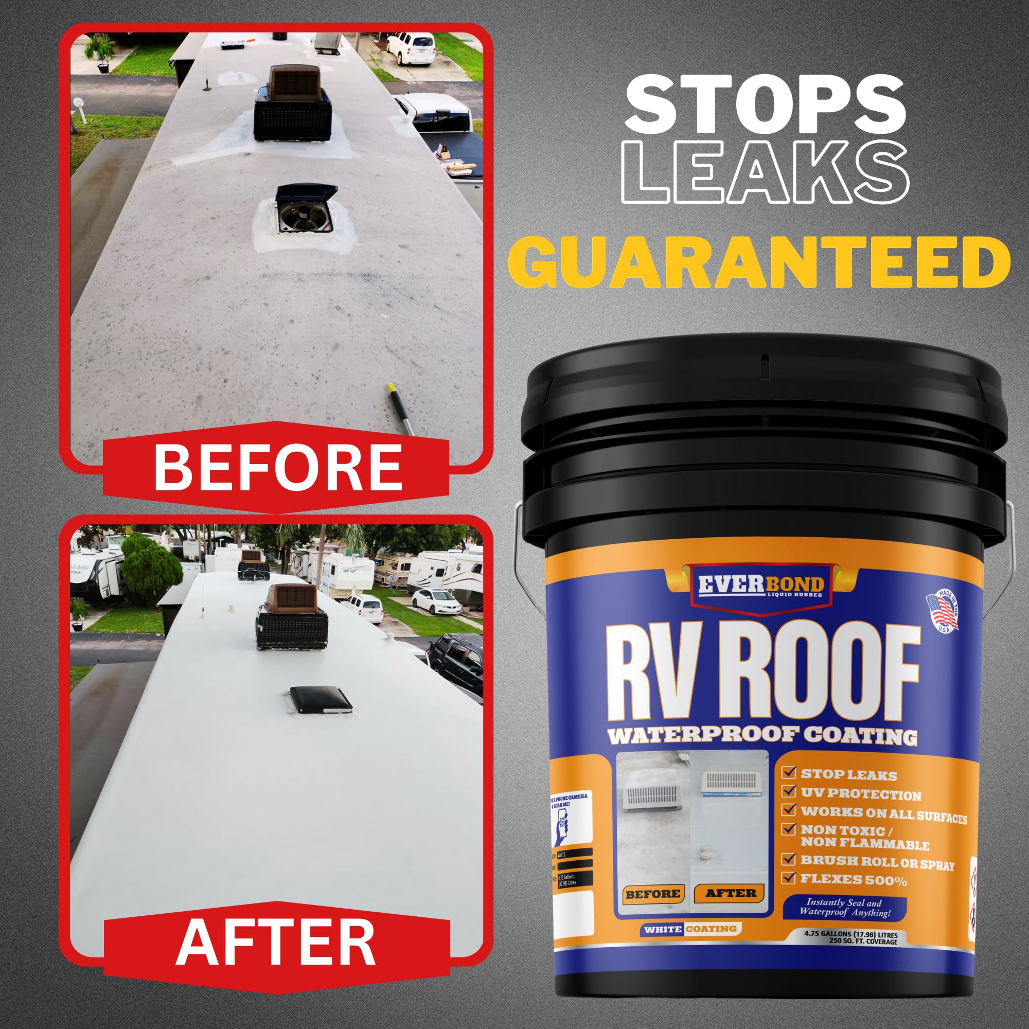 EverBond Multipurpose Primer - Primer for Roof Coatings - Use on EPDM Rubber, Wood, Fiberglass, Concrete, and Metal Surfaces - Easy to Apply on RVs, Campers, and Trailers - 1 Gallon
