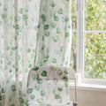 SUOUO Blue Leaf Semi Sheer White Curtains for Bedroom Dining Living Room Linen Textured 84 inches Long Rod Pocket Boho Window Drapes 2 Panels