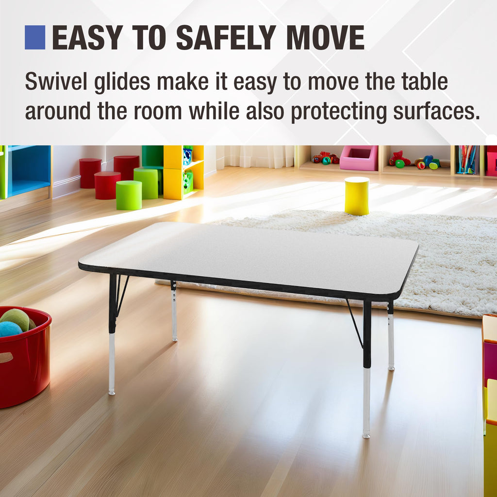 Norwood Commercial Furniture 36-Inch Adjustable Height Classroom Activity Table for Kids & Adults, Rectangular Activity Table for School and Home, Blue