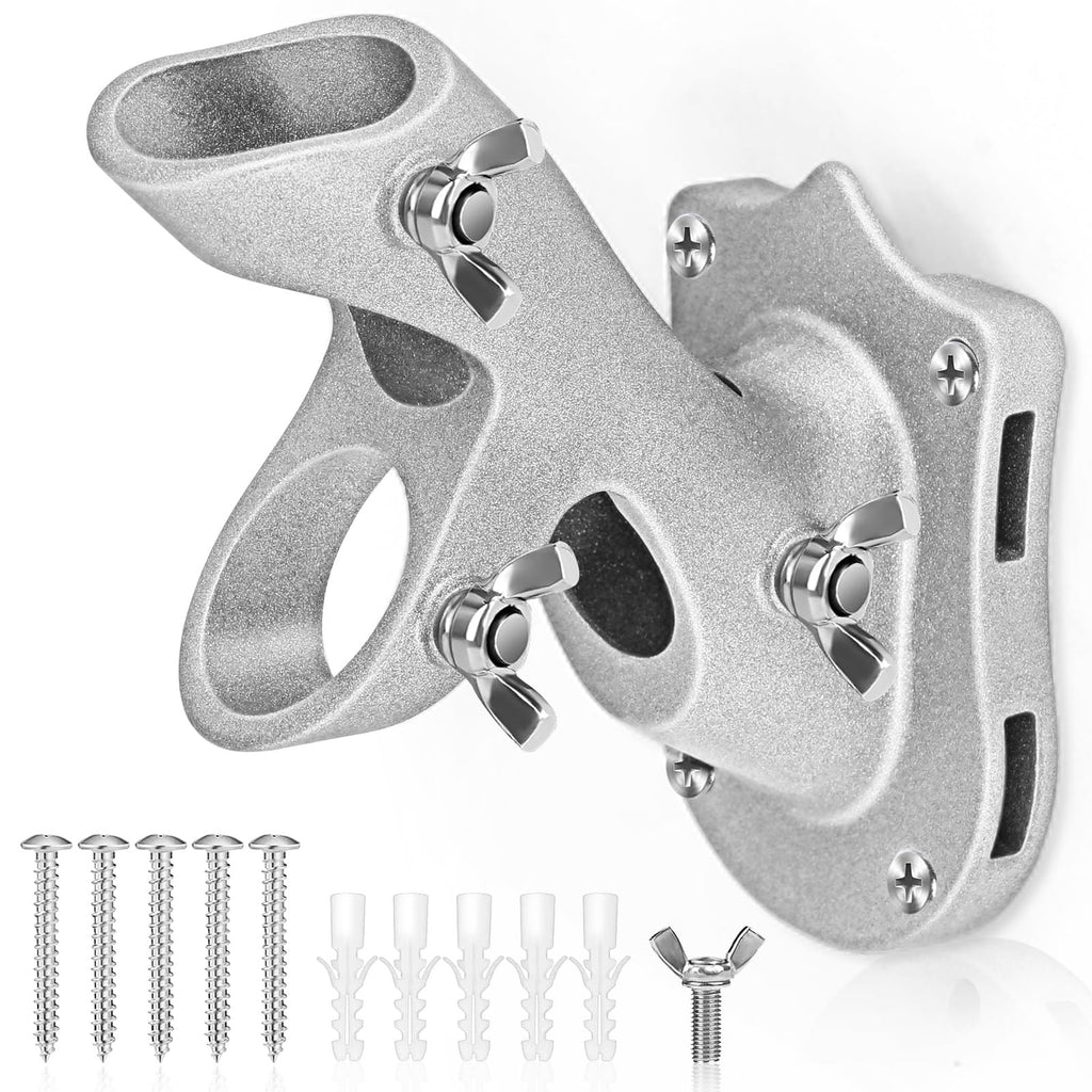 Flag Pole Holder, Anovo Flag Pole Brackets Mount Outside House Heavy-Duty Aluminum Metal Rust Proof Bracket 1" Inner Diameter 2 Positions with Hardwares for Outdoor Wall Mounting Porch(Black-1 Pack)