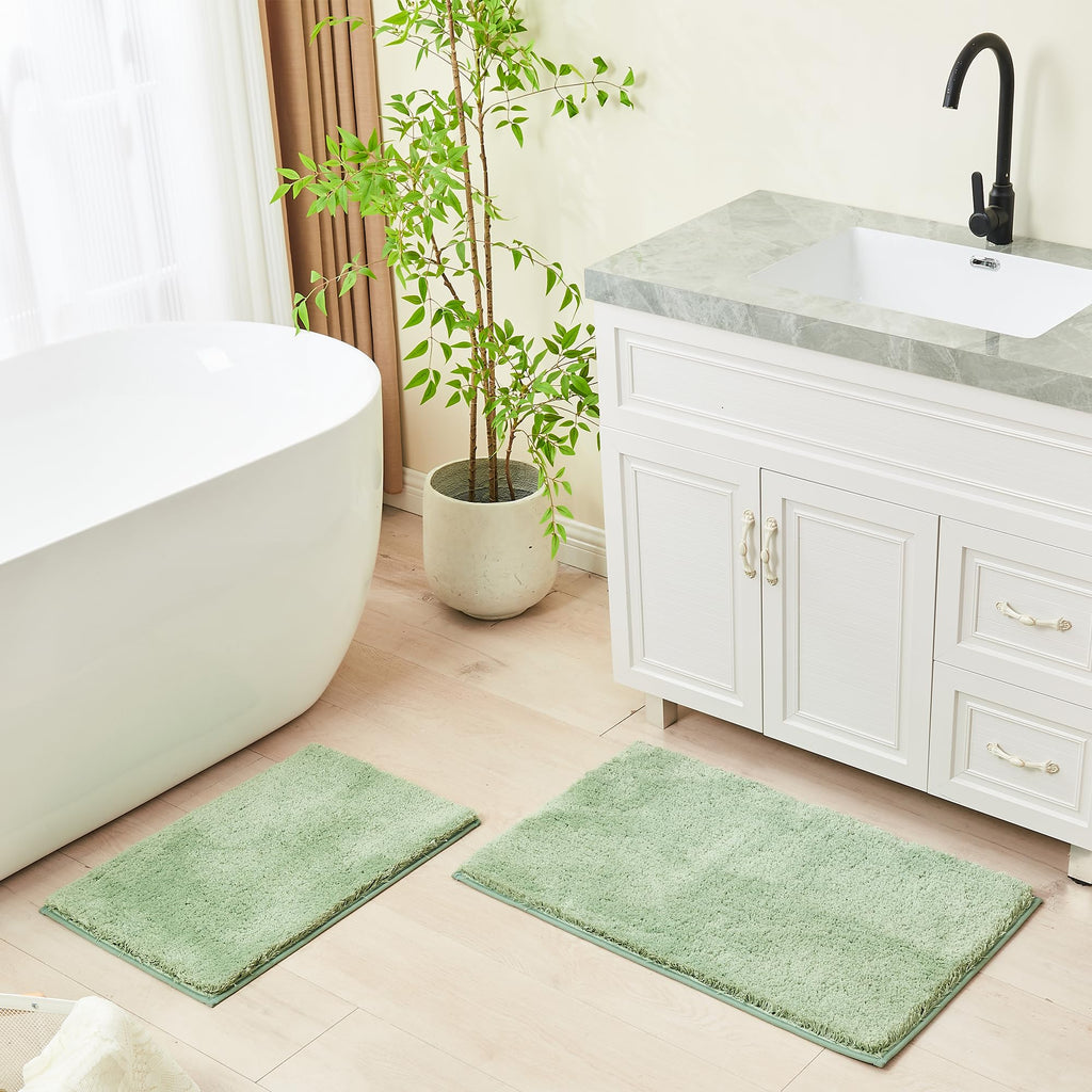 CozeCube Circle Fleece Bath mats for Bathroom, Fluffy Absorbent, Melange Quick Dry Microfiber Bath Rugs, Non Slip Washable Shower Mat Gifts, Brown, 24" X 16"