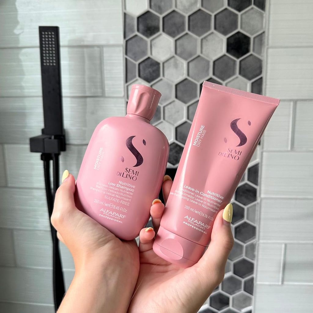 ALFAPARF MILANO Semi di Lino Moisture Nutritive Shampoo and Conditioner Set for Dry Hair - Sulfate Free Moisturizing Shampoo and Conditioner - Safe on Color Treated Hair - Adds Shine and Softness