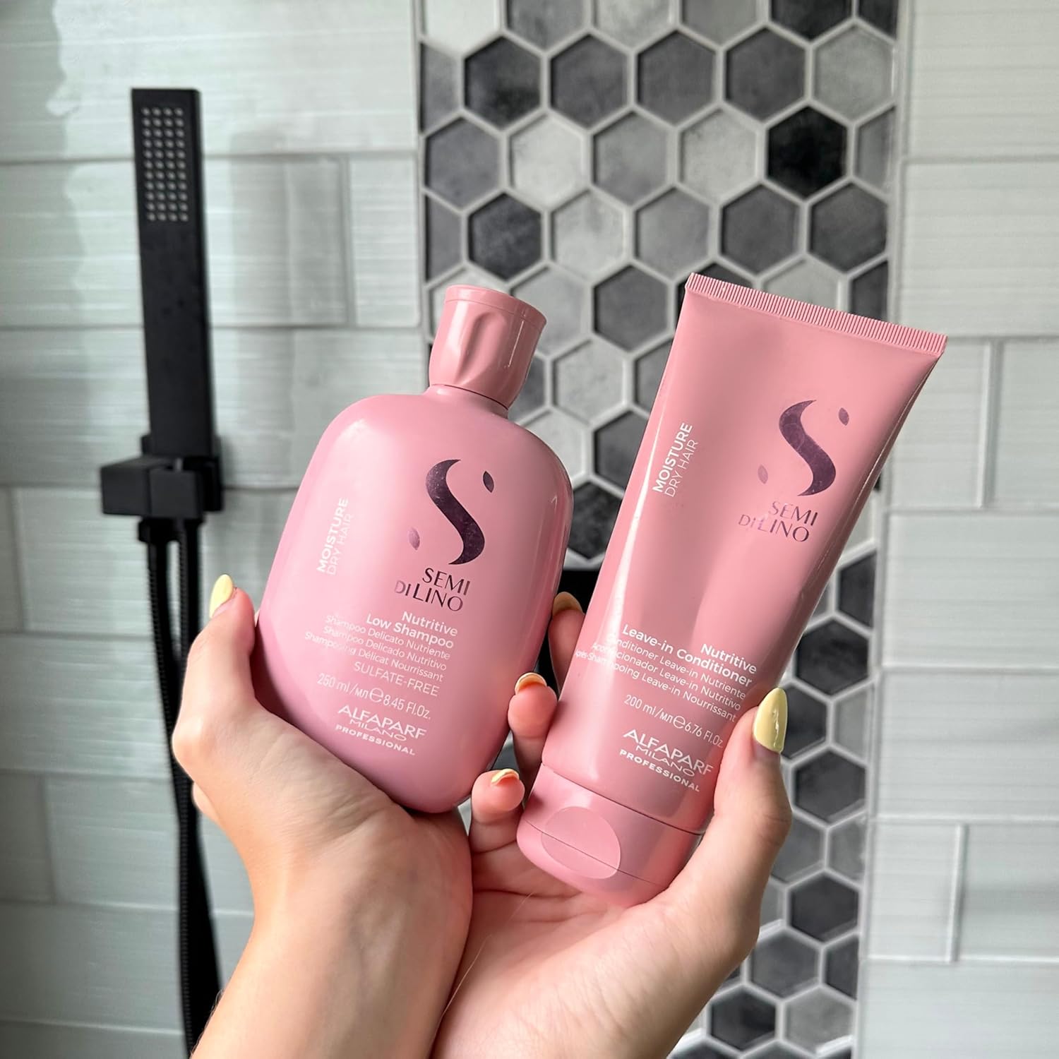 ALFAPARF MILANO Semi di Lino Moisture Nutritive Shampoo and Conditioner Set for Dry Hair - Sulfate Free Moisturizing Shampoo and Conditioner - Safe on Color Treated Hair - Adds Shine and Softness