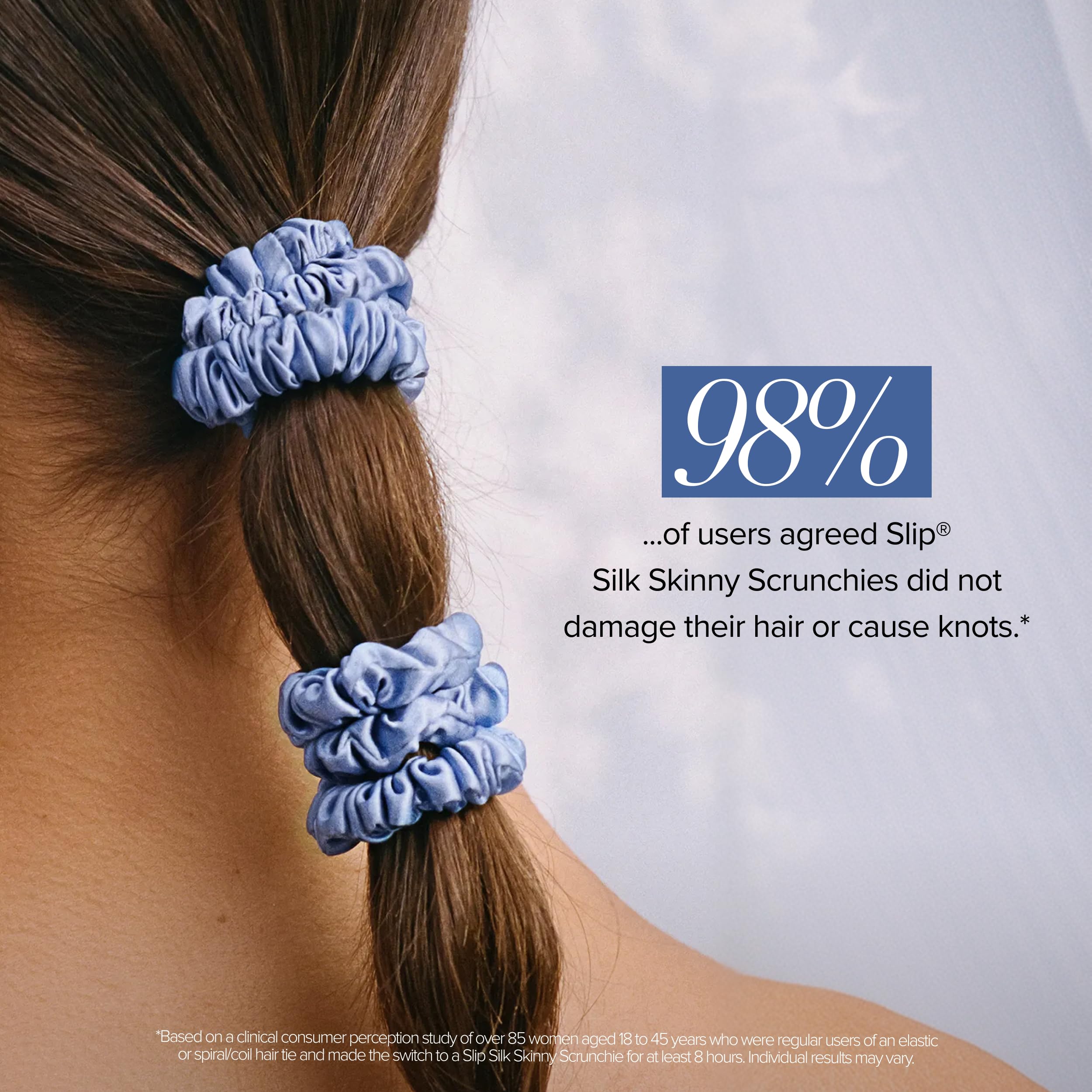 Slip Silk Hair Ties — Skinny Silk Auburn Scrunchies, No Damage, No Crease, Anti-Breakage |100% Mulberry Silk | All Hair Types | Made with Proprietary Slipsilk™ | Set of 4