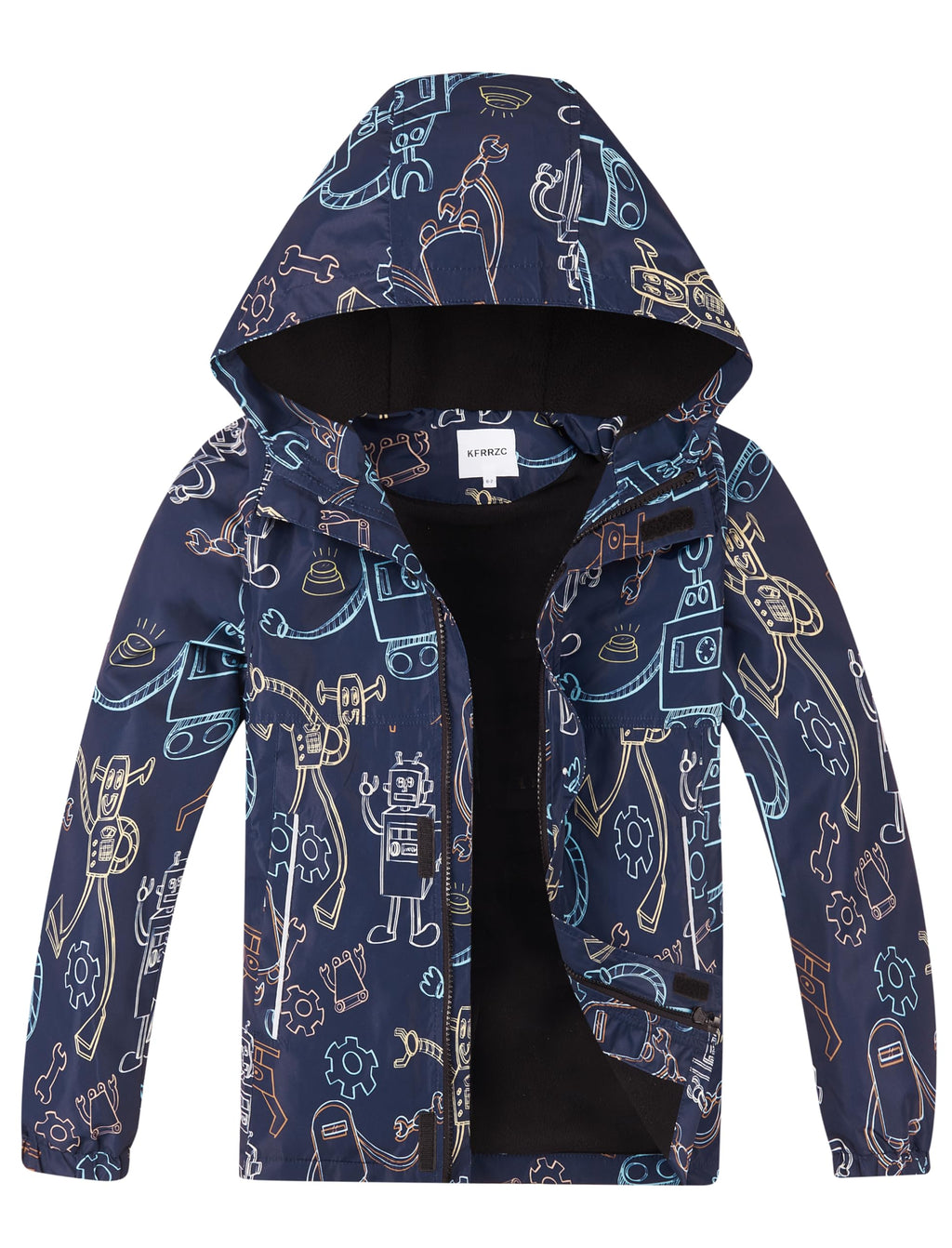 Boys Girls Rain Jackets Waterproof Hooded Fleece Raincoats Lightweight Windbreakers for Kids