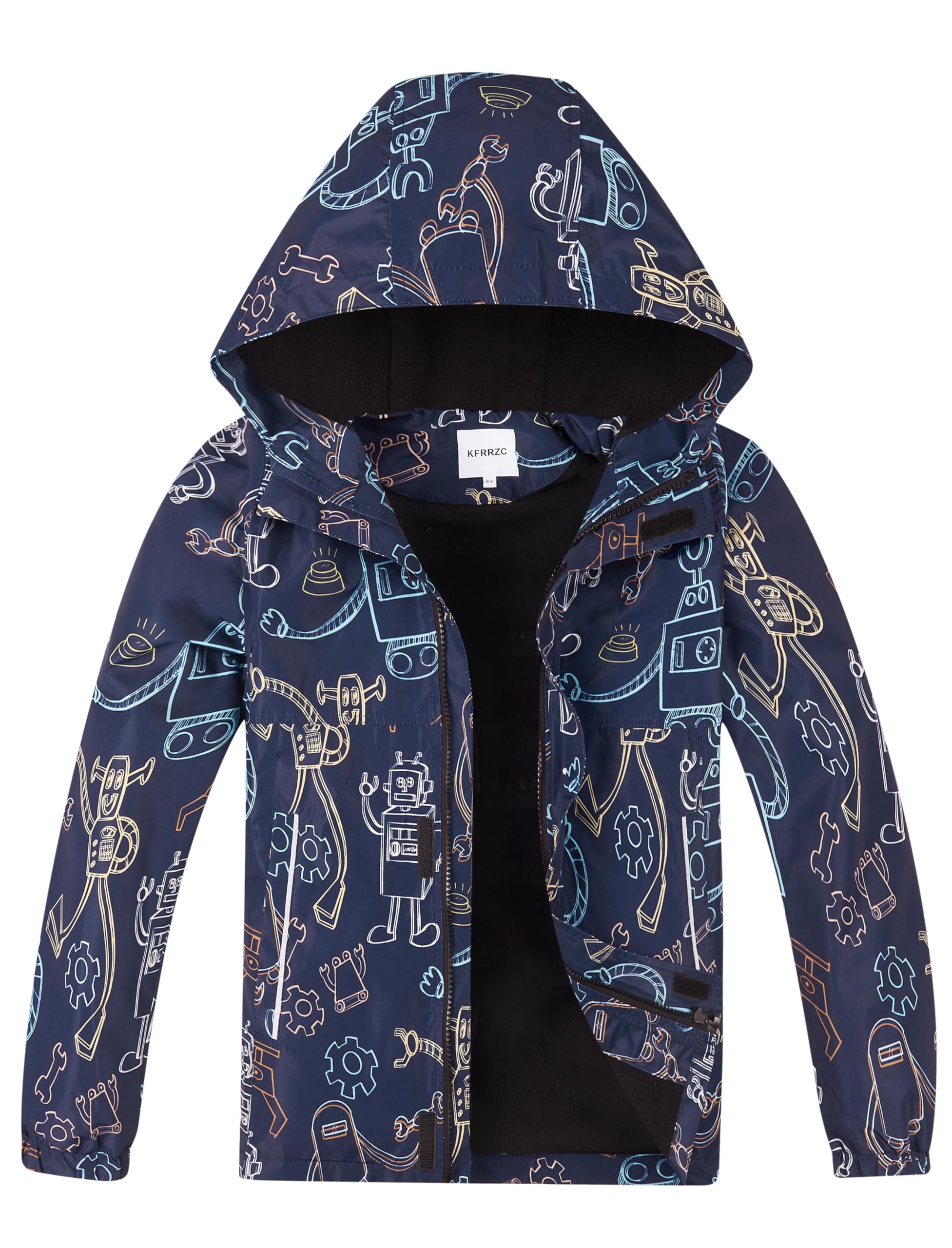 Boys Girls Rain Jackets Waterproof Hooded Fleece Raincoats Lightweight Windbreakers for Kids