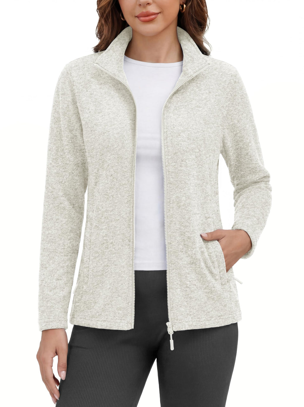 MAGCOMSEN Fleece Jacket Women Zip UP Lightweight Soft Polar Warm Winter Jackets for Women with Pockets Outdoor Hiking