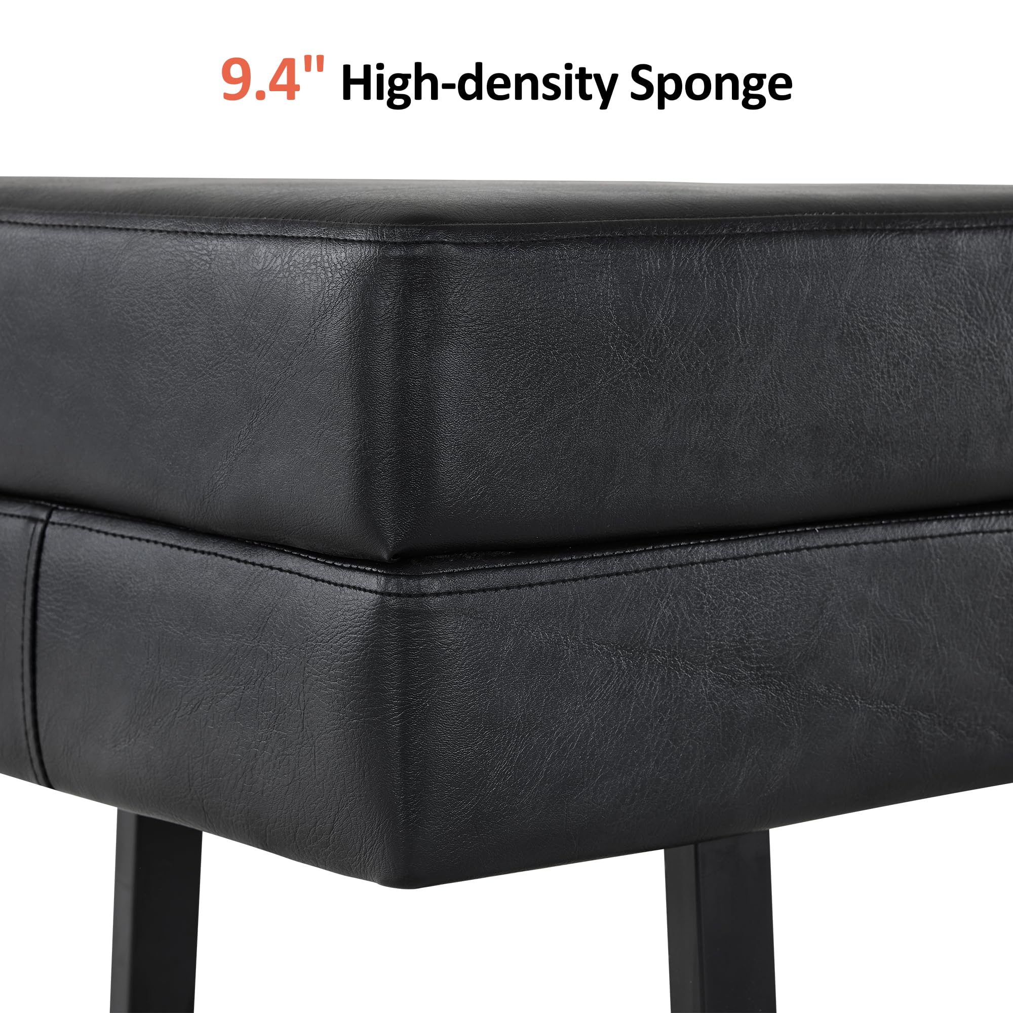 BarberPub Waiting Room Chairs, Heavy Duty Office Guest Reception Bench, Faux Leather Upholstered Lobby Chairs for Salon, Conference Room 7008 (Black)