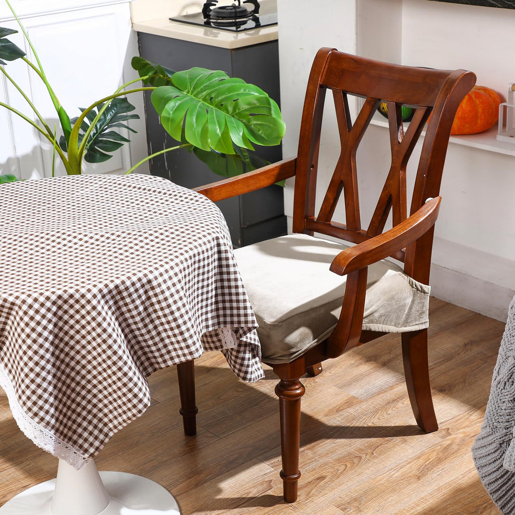 Havawish Large Dining Room Chair Seat Covers with Armrest Dining Chair Slip Covers Protectors(1 Pcs,Beige White)