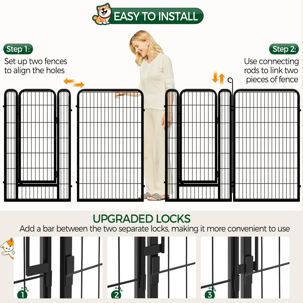 Yaheetech Dog Playpen, 24 inch 2 Panels Dog Pen for Indoor Heavy Duty Puppy Exercise Pen Metal Pet Fence for RV Camping/Yard/Garden