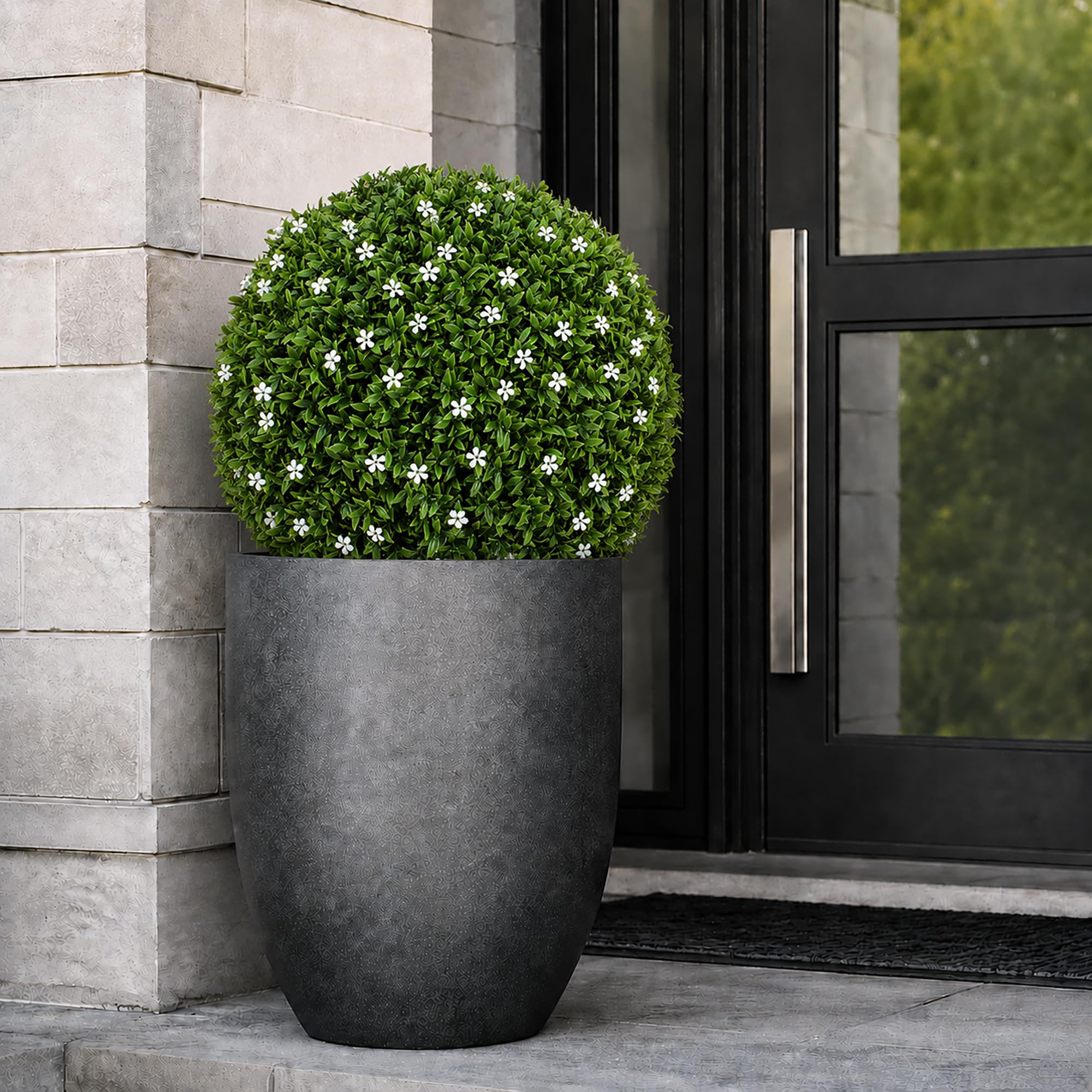 3rd Street Inn XL Baby's Breath Topiary Ball - Artificial Plant Set - Indoor/Outdoor Wedding Party Decor - Faux Foliage Garden Sphere - Tree and Bush Substitute (19")