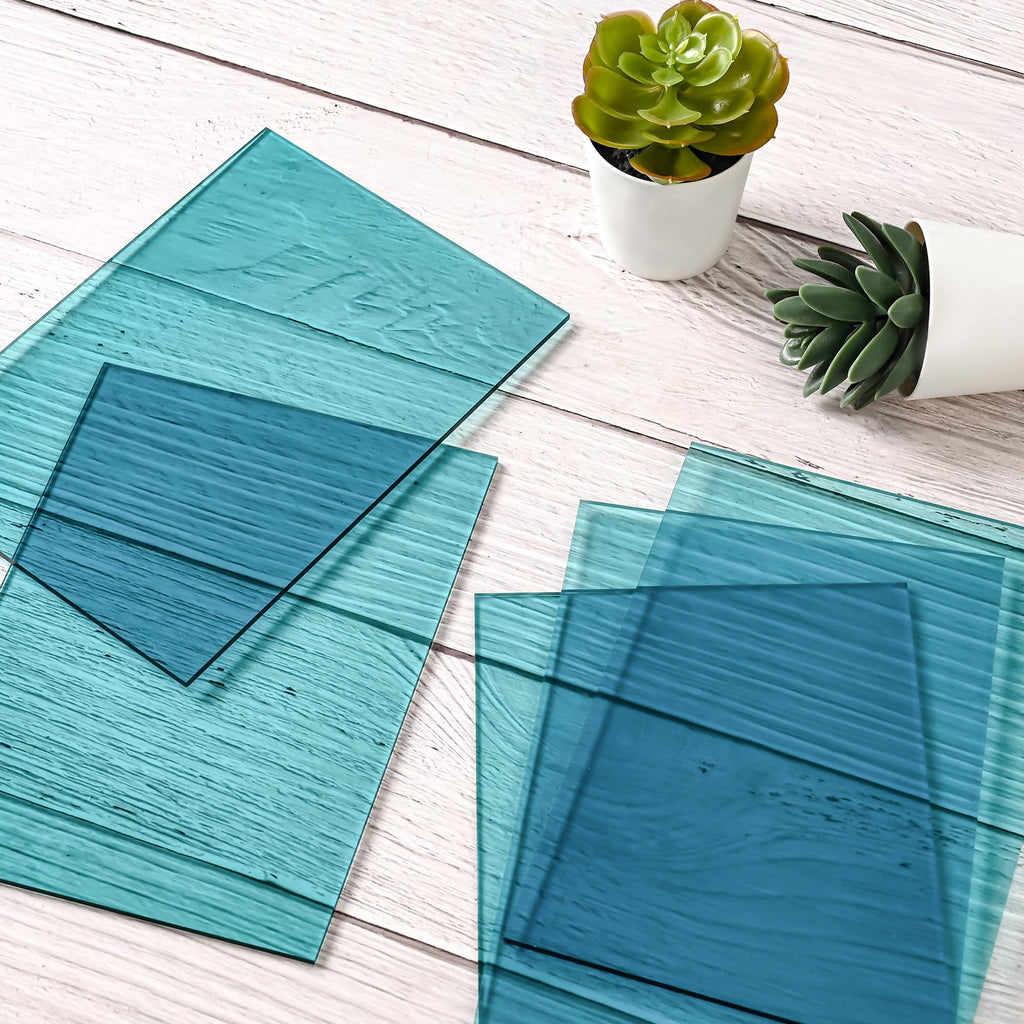 Lesnlok Blue Acrylic Sheets 1/8 inch Thick 3mm 6 Pack 3 x 5 Clear Plexiglass Sheets,for Sign,Craft,Painting,Laser Cutting,DIY Display Projects… (3"x 5", Blue, 6)