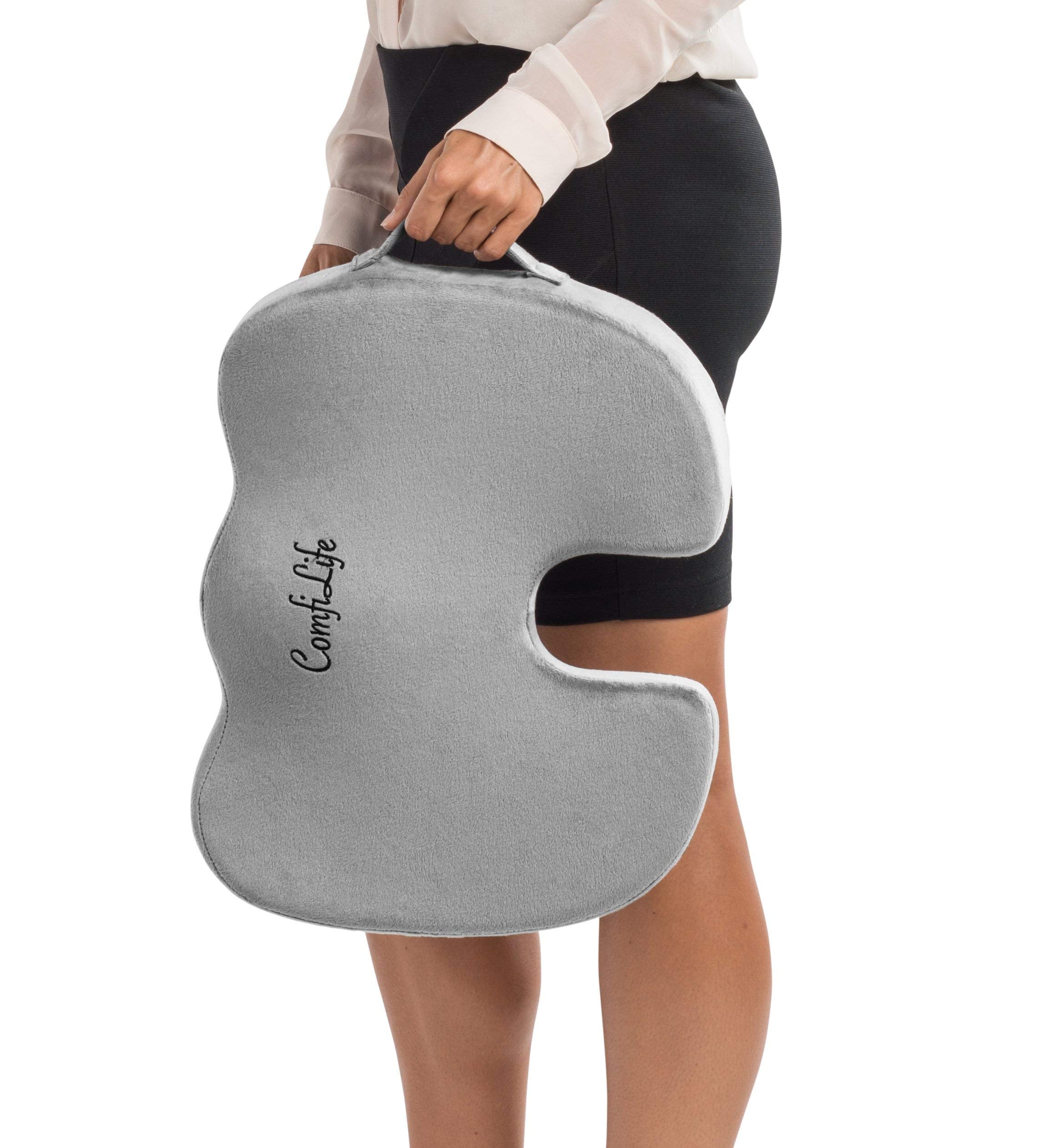 ComfiLife Premium Comfort Seat Cushion - Non-Slip Orthopedic 100% Memory Foam Coccyx Cushion for Tailbone Pain - Cushion for Office Chair Car Seat - Back Pain & Sciatica Relief (Black)