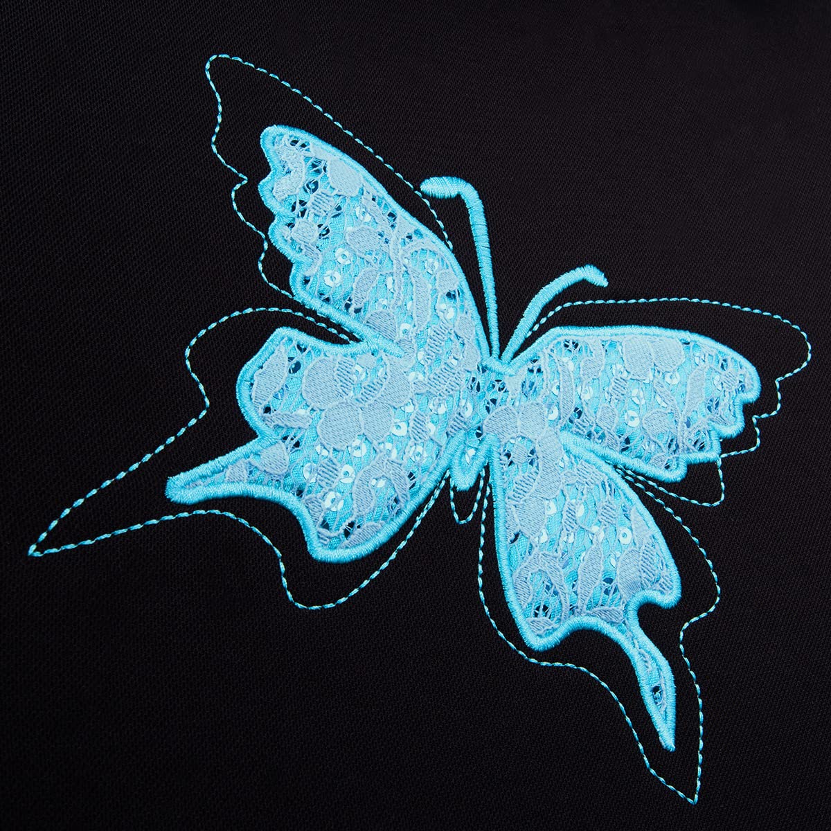 Flying Banner Butterfly car seat Covers ful Set Fashion Universal Lady Woman Female Rear Bench Split Colorized (2 Fronts, Mint Blue)