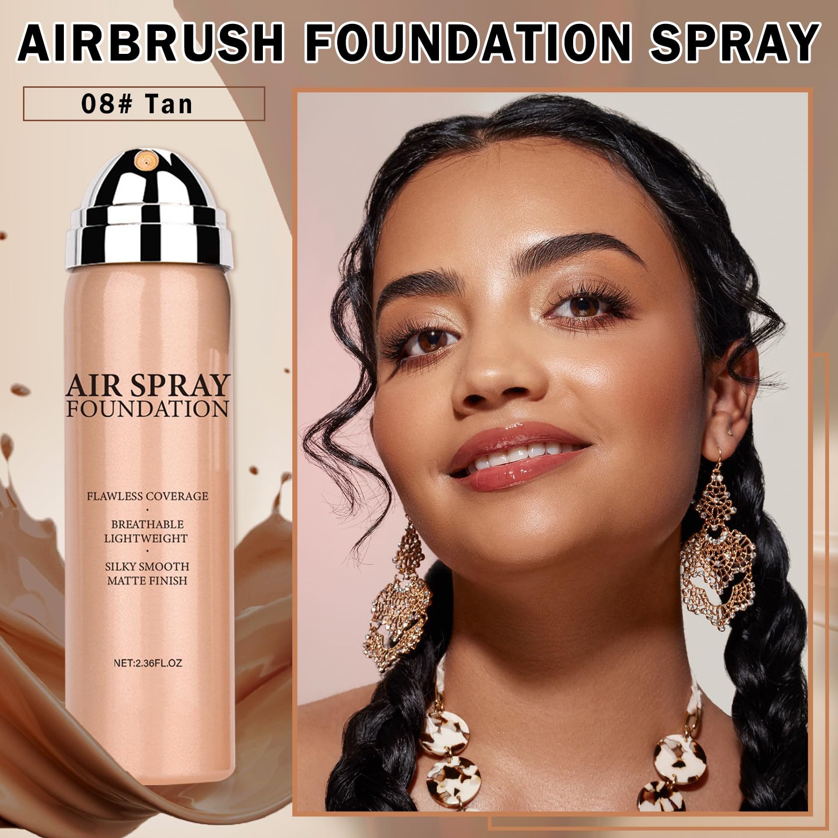 Air Brush Makeup Foundation and Makeup Primer for Face,Hydrates and Moisturizes,Buildable Coverage with Anti-aging Formula for Smooth Radiant Skin (01 Natural/Warm Porcelain)
