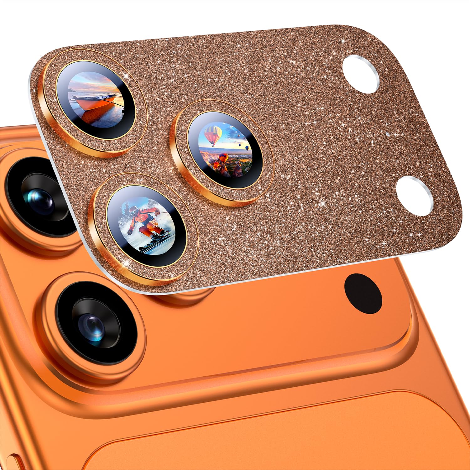 Uyiton Compatible with iPhone 17 Camera Lens Protector - [Not Easy to Break][Strong Adsorption][Case-Friendly] Metal Tempered Glass Rear Camera Screen Cover - Black