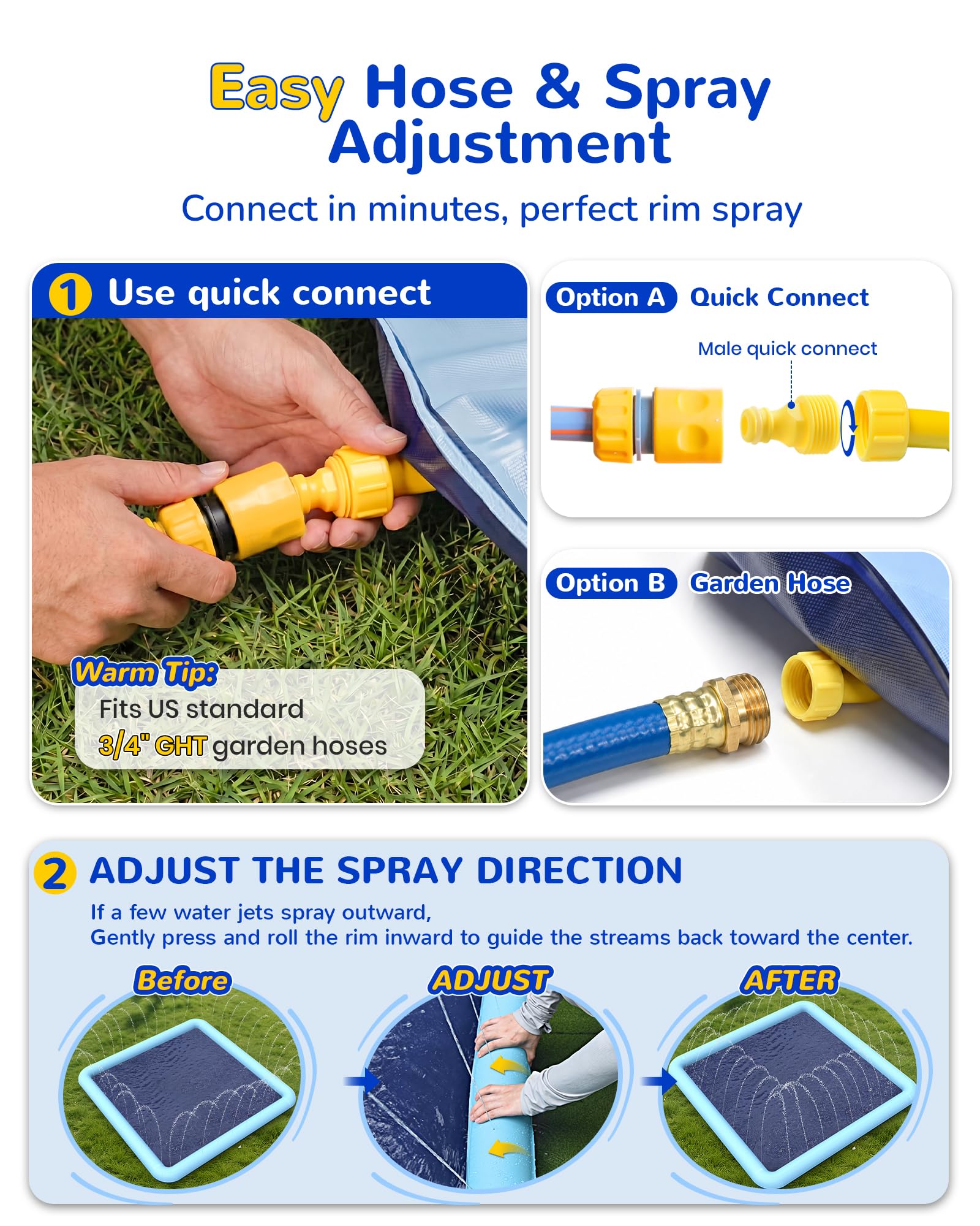 VISTOP 67" Non-Slip Splash Pad for Kids and Dogs, Thickened Sprinkler Pool for Toddlers, Outdoor Backyard Water Toys, Fun Fountain Play Mat for Babies, Children & Pets Blue