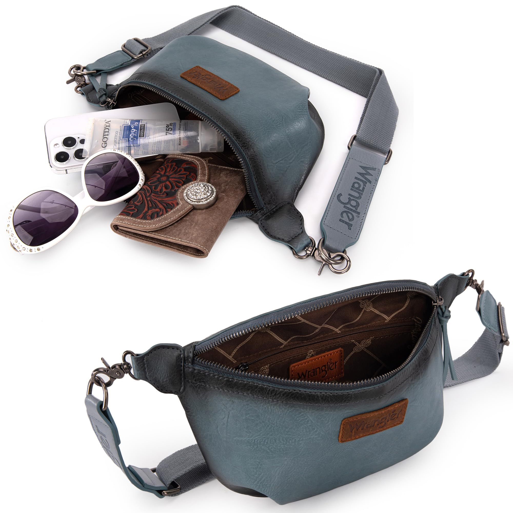 Wrangler Crossbody Bags for Women Large Fanny Packs Bum Bag Travel Belt Bags Sling Purse