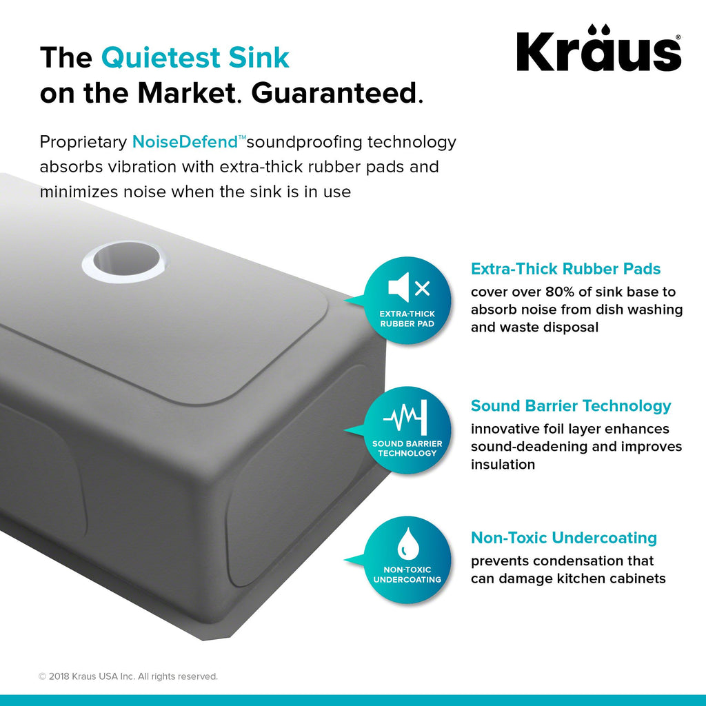 KRAUS Standart PRO™ 32-inch 16 Gauge Undermount 60/40 Double Bowl Stainless Steel Kitchen Combo with WasteGuard™ Continuous Feed Garbage Disposal, KHU103-32-100-75MB