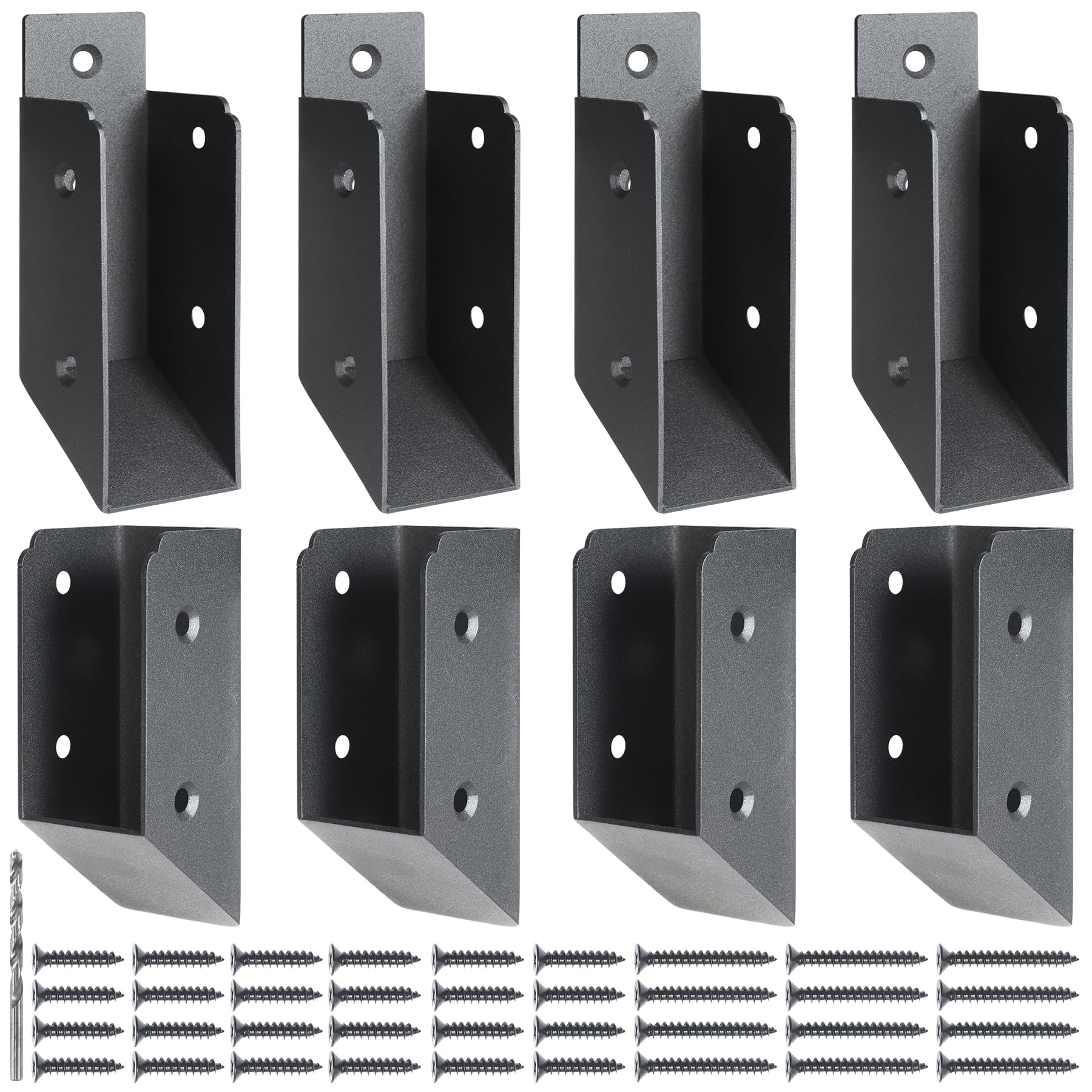 AECXM 201 Stainless Steel 2" x 4" (1 ½" x 3 ½" Actual) Deck Railing 27.5° Stair Connectors, for Deck Railing Stair Handrail Connection Installation Deck Railing Bracket (4 Pair-Black)