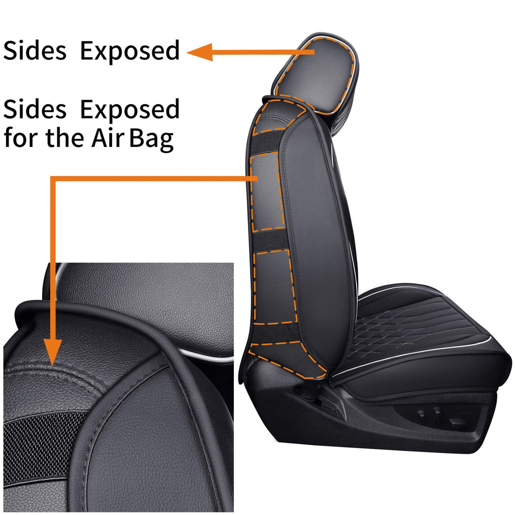 Aierxuan 2Pcs Front Chevy Silverado GMC Sierra Car Seat Covers, Custom Fit 2007-2026 1500 2500 HD 3500 HD Crew, Double, Extended Cab or Pickup Truck, with Waterproof Faux Leather (Black)