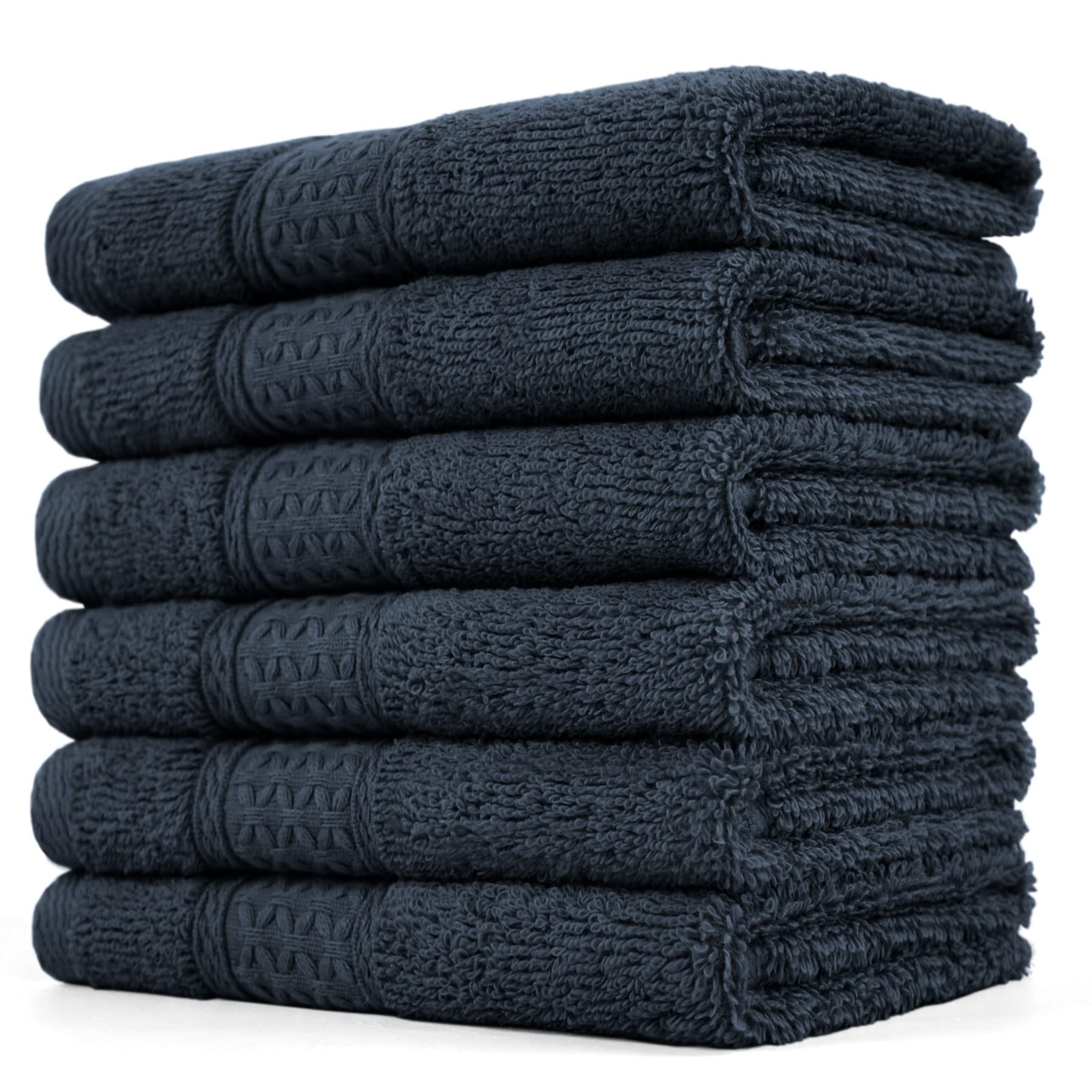 Cleanbear Face-Cloth Washcloths Set,100% Cotton, High Absorbent, 6-Pack 6 Colors, Size13 x13-deep Color