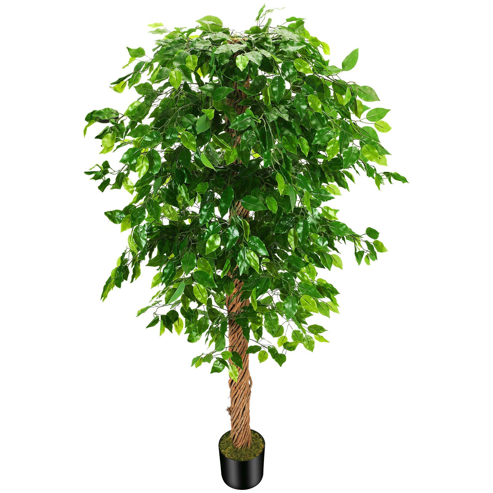 OXLLXO 5ft Artificial Ficus Silk Tree (60in) with Plastic Nursery Pot Faux Tree, Fake Plant for Office House Farmhouse Living Room Home Decor (Indoor/Outdoor)