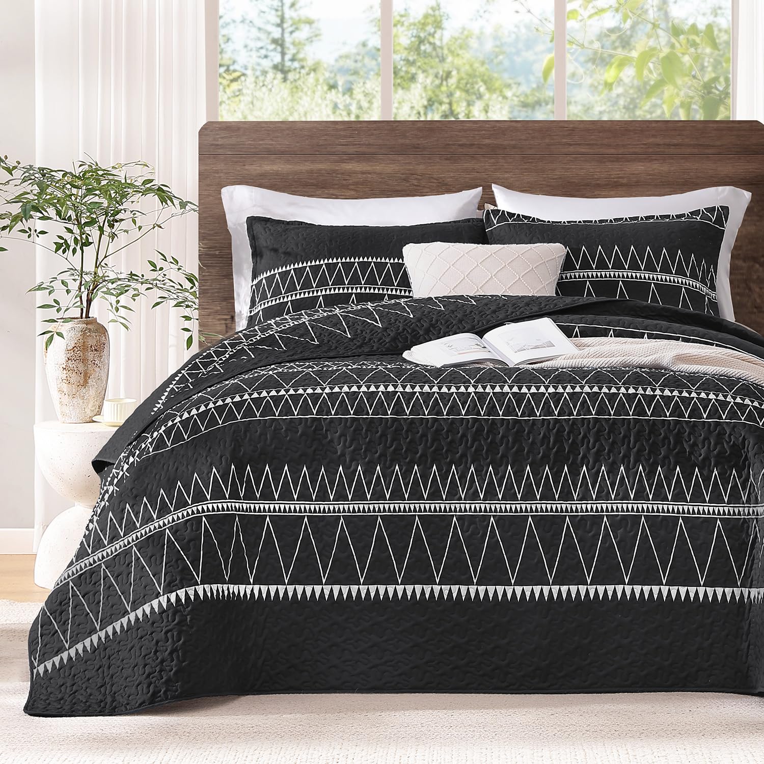 Andency Twin Quilt Set Grey, 2 Pieces Boho Lightweight Soft Striped Bedspread for All Season (68"x86"), Gray Printed Bohemian Polyester Reversible Coverlet Comoforter Sets