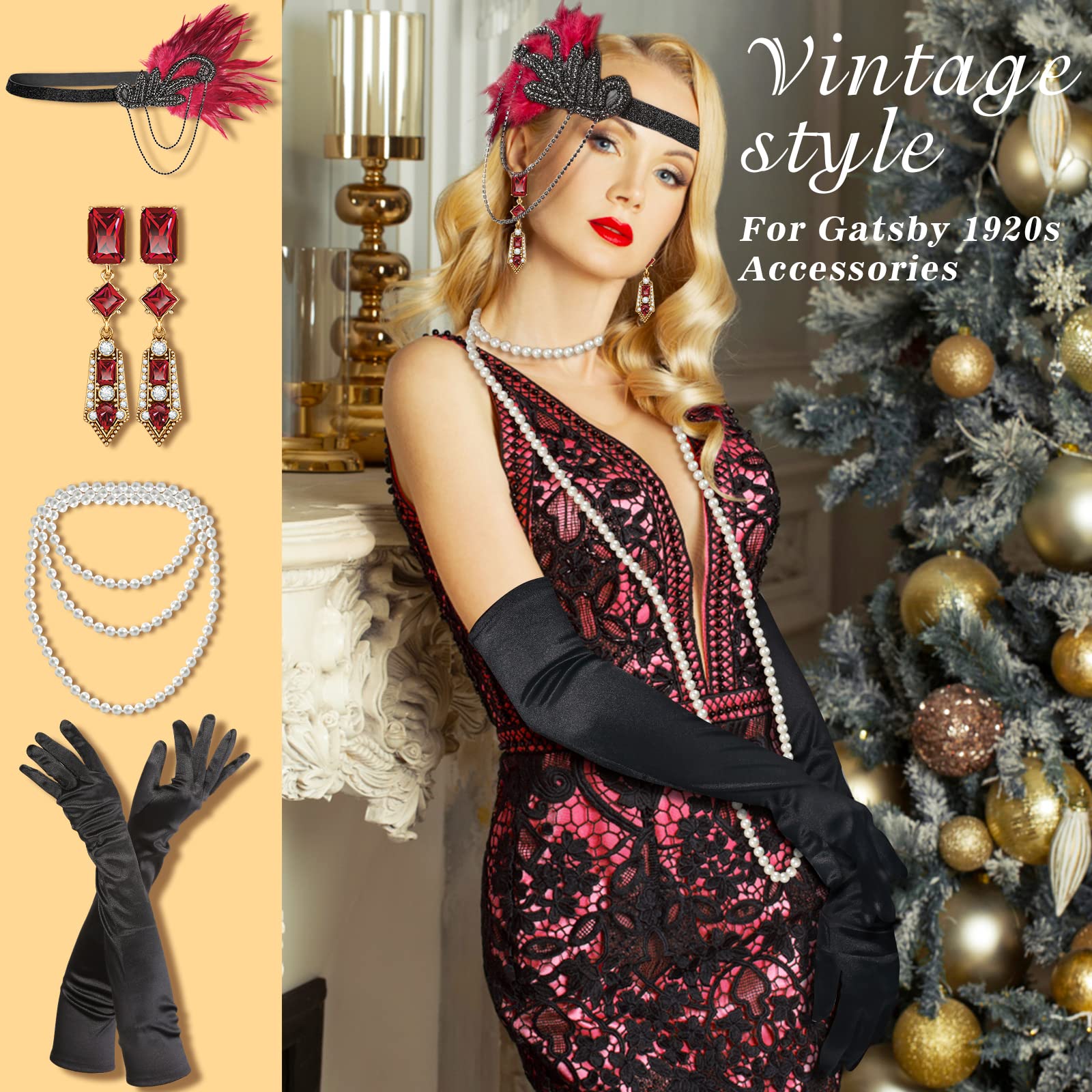 Cridoz Flapper Accessories for Women - 1920s Gatsby & Roaring 20s Style