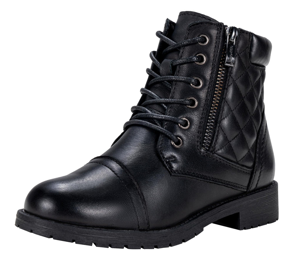 Vepose Women's Combat Ankle Boots Lace up Comfortable Short Booties Low Heel