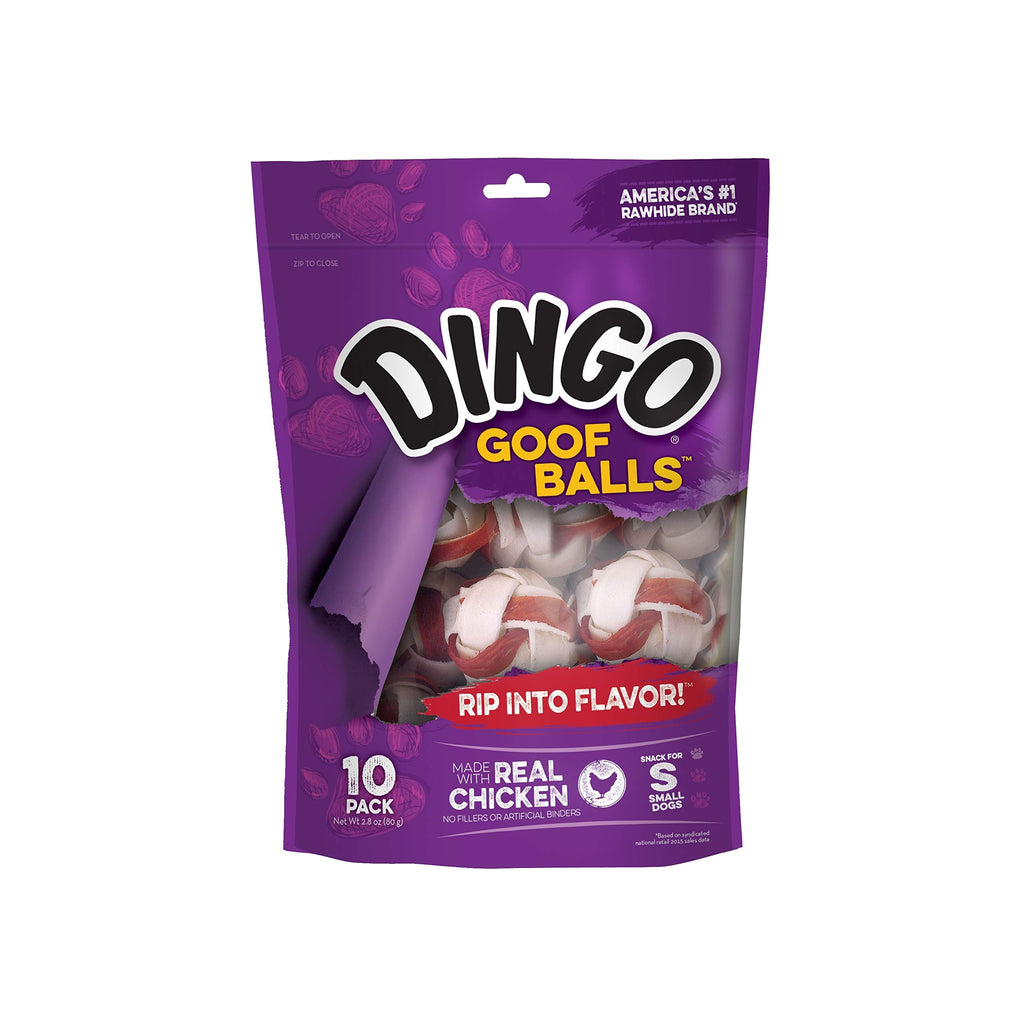 Dingo Goofballs for Dogs, Rawhide Chews Made with Real Chicken for Small Breeds 18-Count