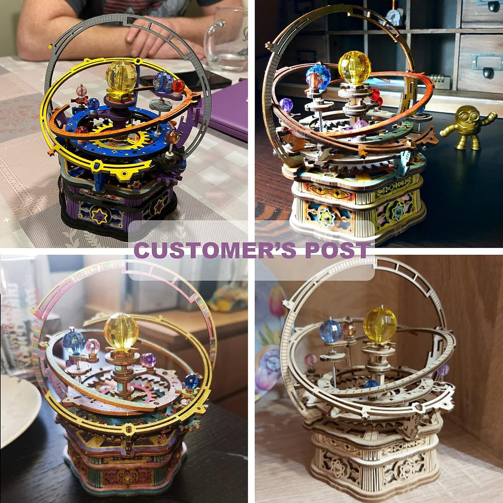 ROKR 3D Wooden Puzzles for Adults Mechanical Music Box-Starry Night, DIY Rotating Music Box Model Building Kits for Teens, DIY Crafts/Hobbies/Gifts Desk Decor for Boys Ages 14+ (Starry Night)