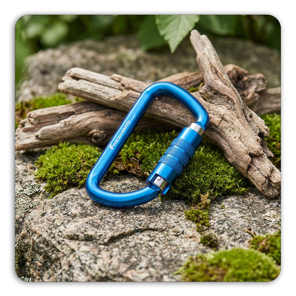 FresKaro 3inch 12kN-2698lbs Auto Locking Carabiner Clips, Solid D Shape, Heavy Duty 7075 Aluminum, Lightweight 1.09oz, Rust Proof, for Hammock, Hiking, Dog Leash, Keychain etc., Multi-Colors