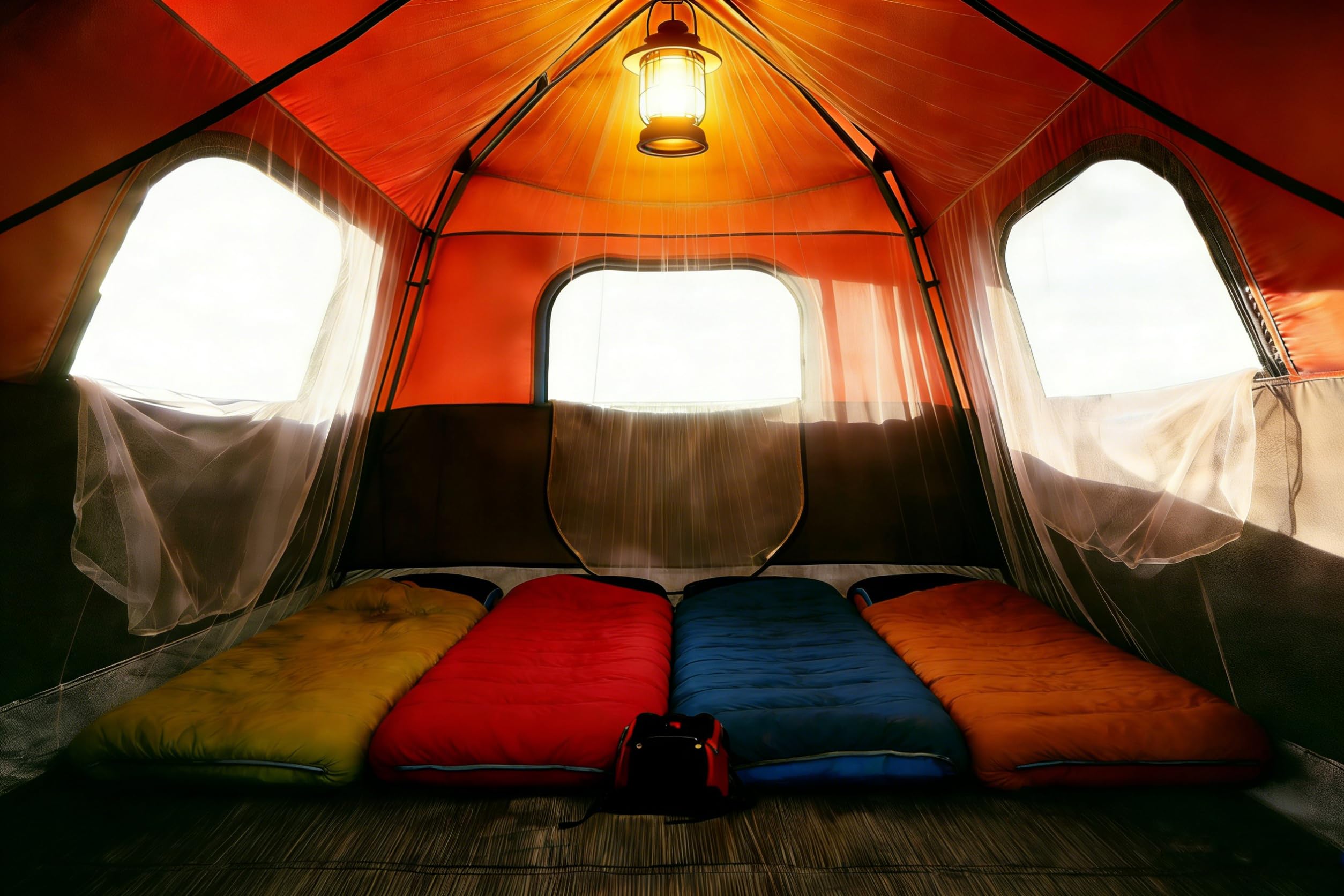 3/4 Person Camping Tent with 1 Door, 4 Windows, and Upgraded Ventilation– Instant Setup, Waterproof, 8'x 8'x 67''Oxford Fabric Floor Pop Up in 60 Seconds Includes Rainfly and Backpack
