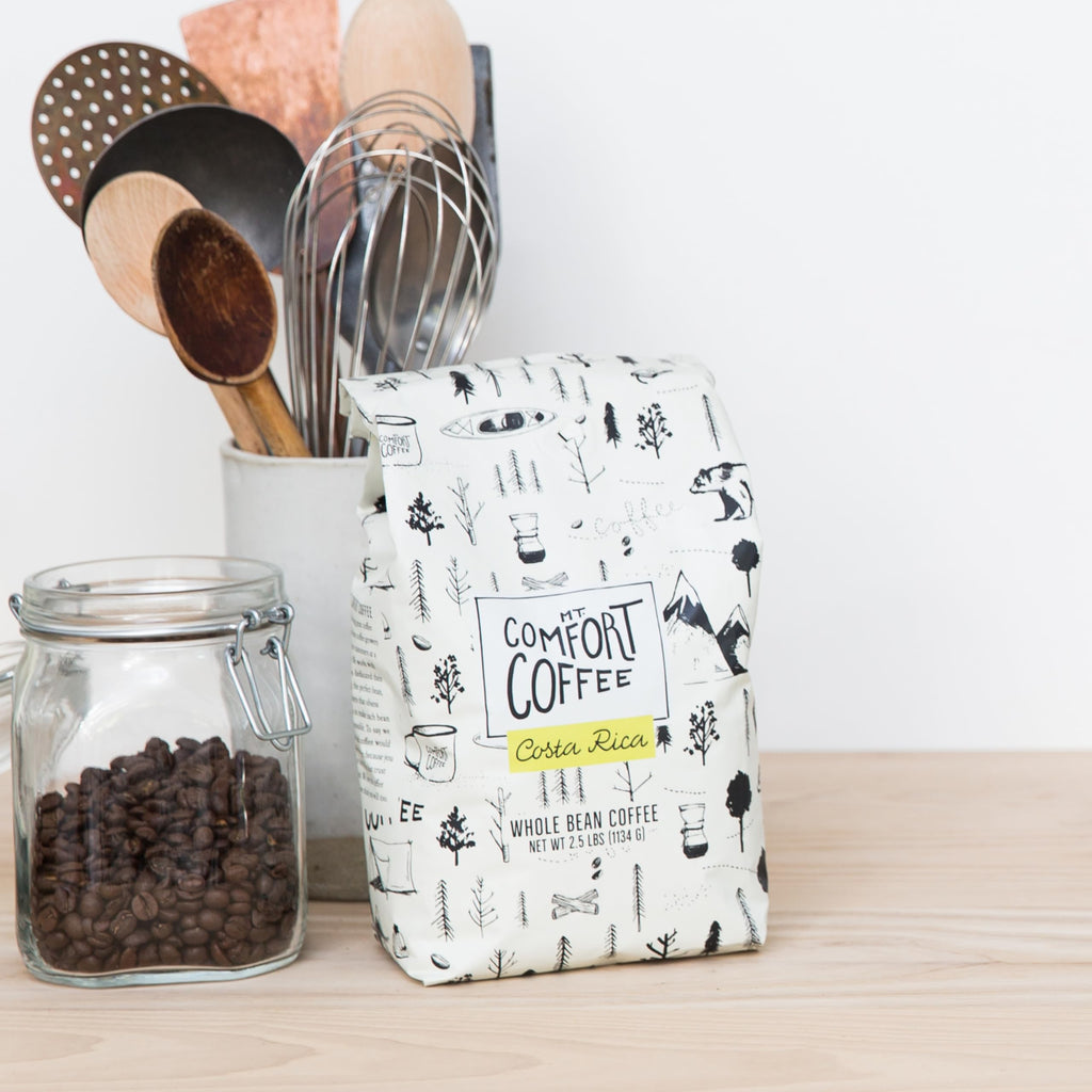 Mt. Comfort Coffee Costa Rica Medium Roast, 2.5lb - Sourced From Local, Costa Rican Coffee Farms - Roasted Whole Bean