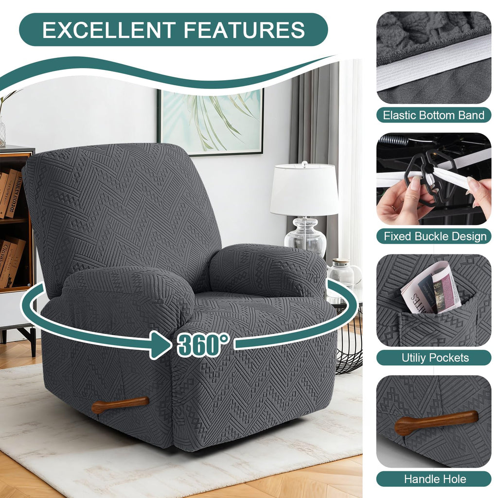 Ruaozz Recliner Chair Covers 3-Pieces Lazy Boy Recliner Slipcovers Stretch Reclining Chair Slipcover Washable Furniture Protector with Elastic Bottom (1 Seater, Army Green)
