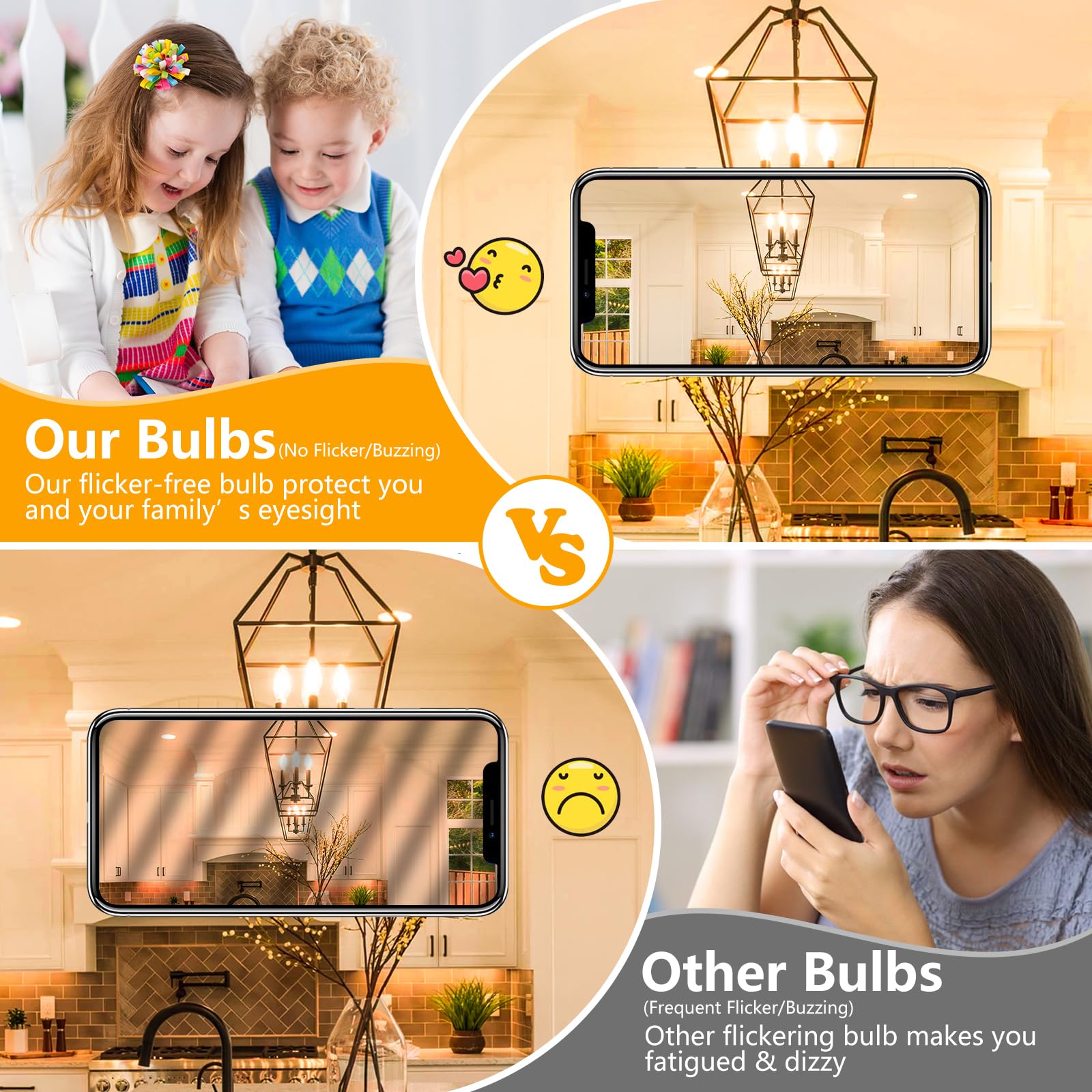 MAXvolador Dimmable E12 LED Candelabra Bulbs 60W Equivalent, Daylight White 5000K, 600LM Chandelier Light Bulb, B11 LED Candle Light Bulbs, 12 Pack