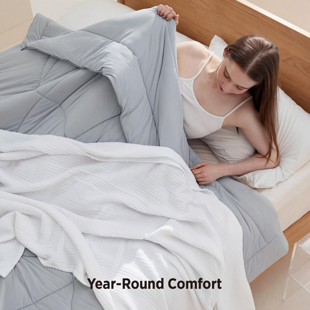 Bedsure Cooling Comforter King Size - Cooling Blankets for Hot Sleepers, Lightweight Comforter for Summer with Dual-Sided Cool Tech, Soft Breathable Cold Blanket for Sleeping, Grey, 102x90 Inches
