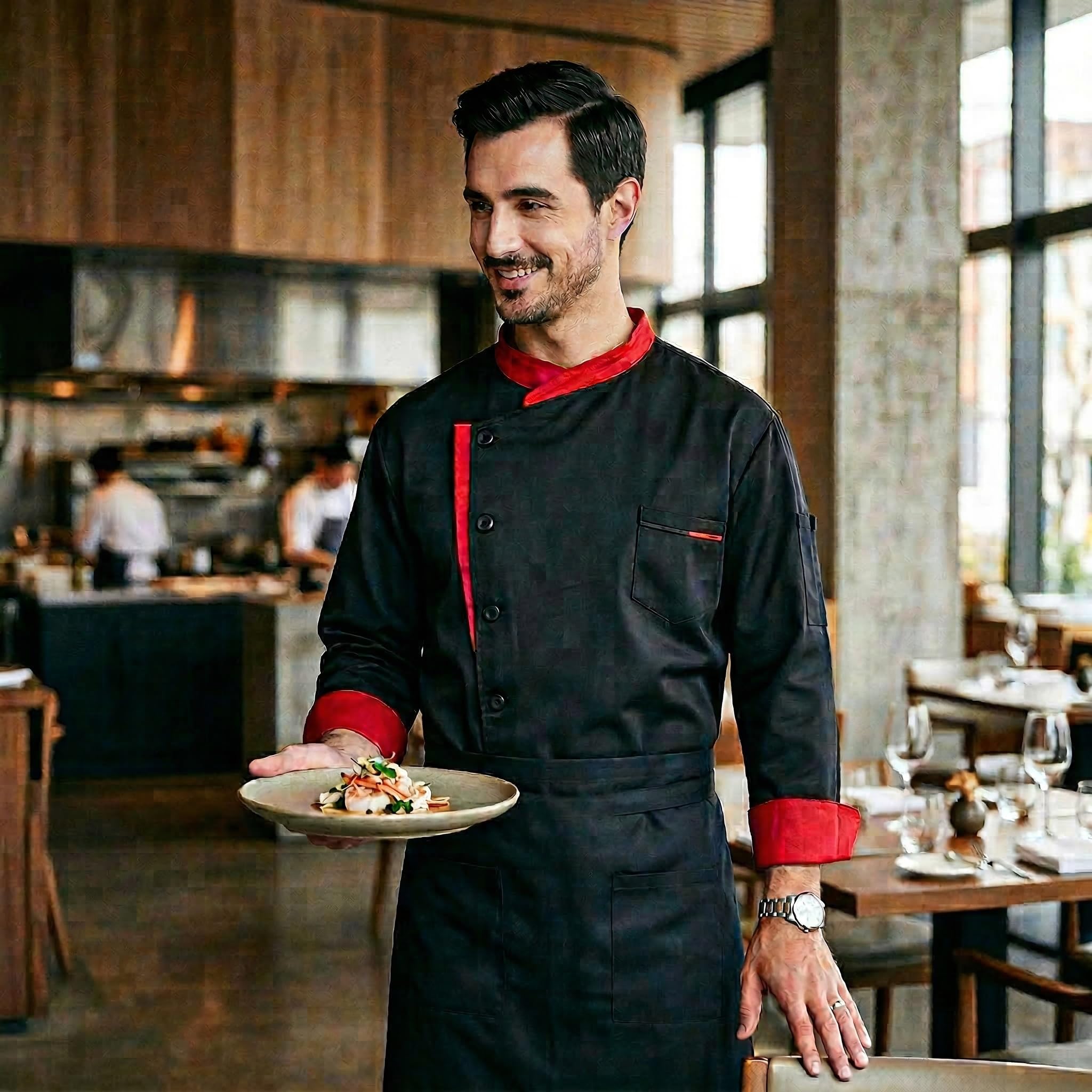 Nanxson Unisex Chef Jacket Men's Chef Coat Restaurant Kitchen Chef Uniform CFM0016