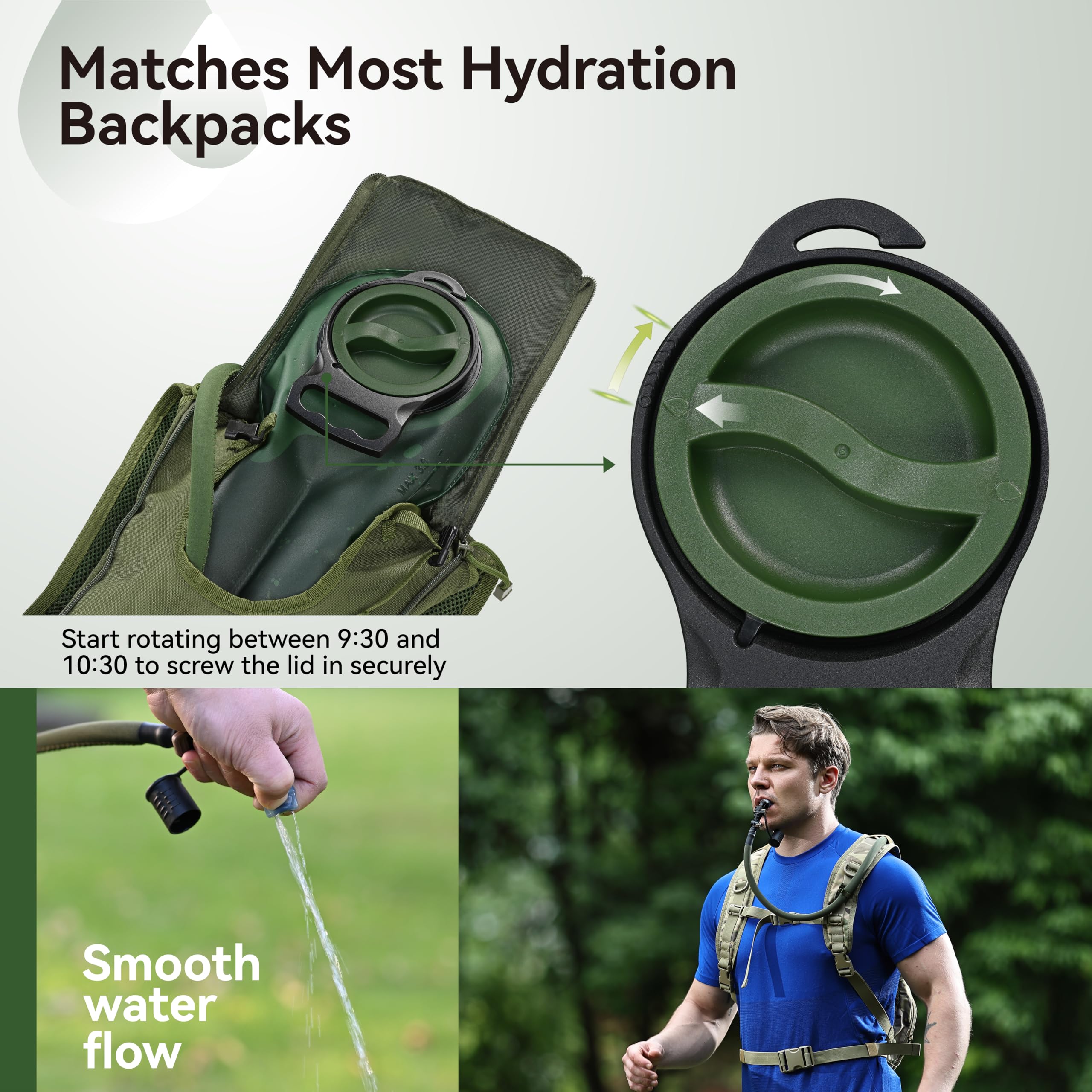 MARCHWAY 2L/2.5L/3L TPU Hydration Bladder, Ultra Durable Water Reservoir Bag with Insulated Tube for Hydration Pack for Cycling, Hiking, Running, Climbing, Biking