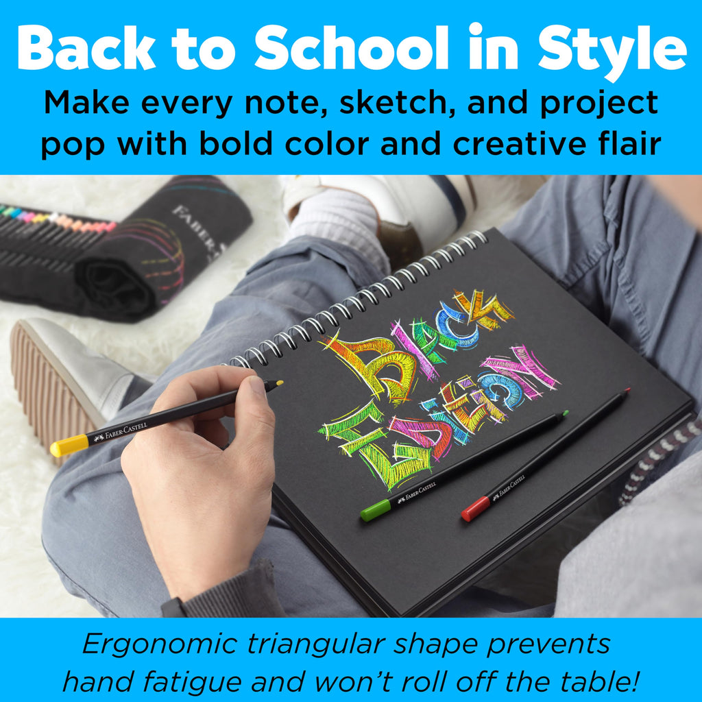 Faber-Castell Black Edition Colored Pencils| Great Back to School Art Supplies | Classic (12 Count)