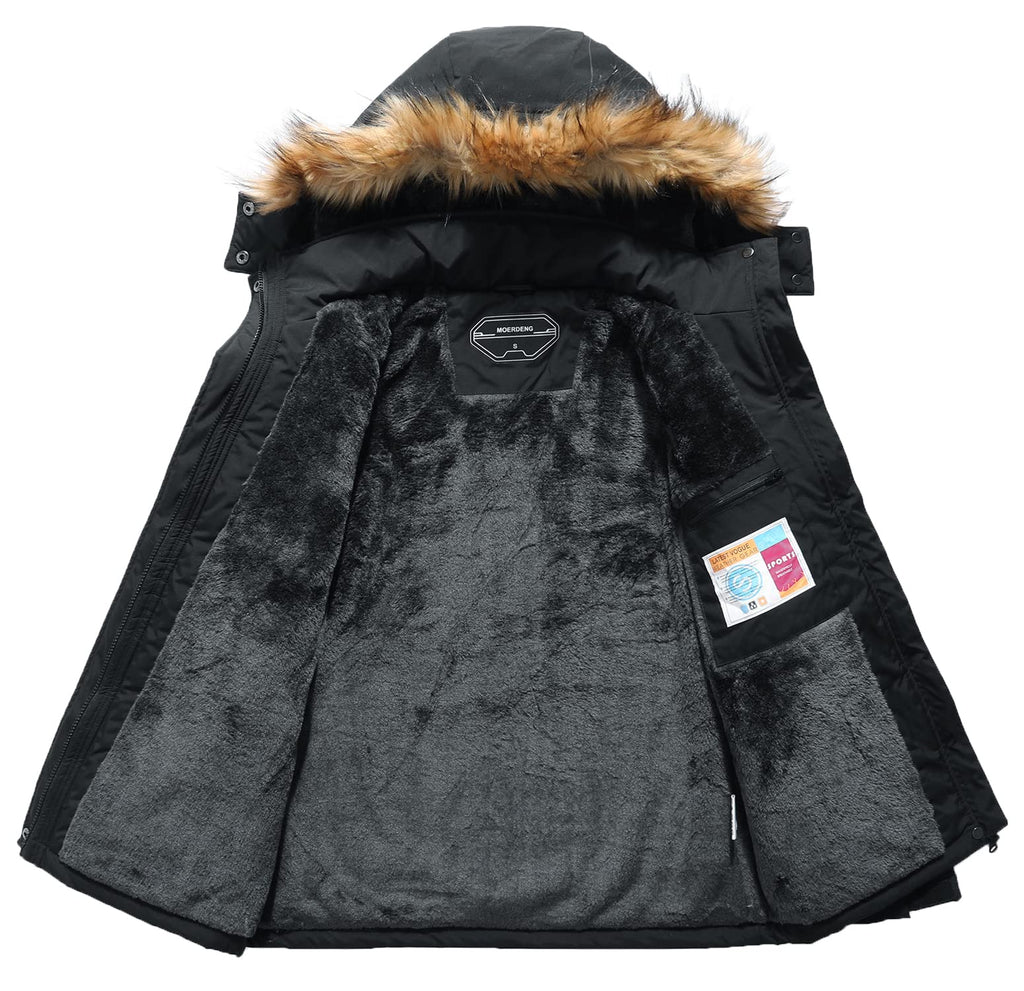 MOERDENG Women's Waterproof Ski Snow Jacket Winter Warm Hooded Snow Coat Mountain Windproof Ski Jacket For Women