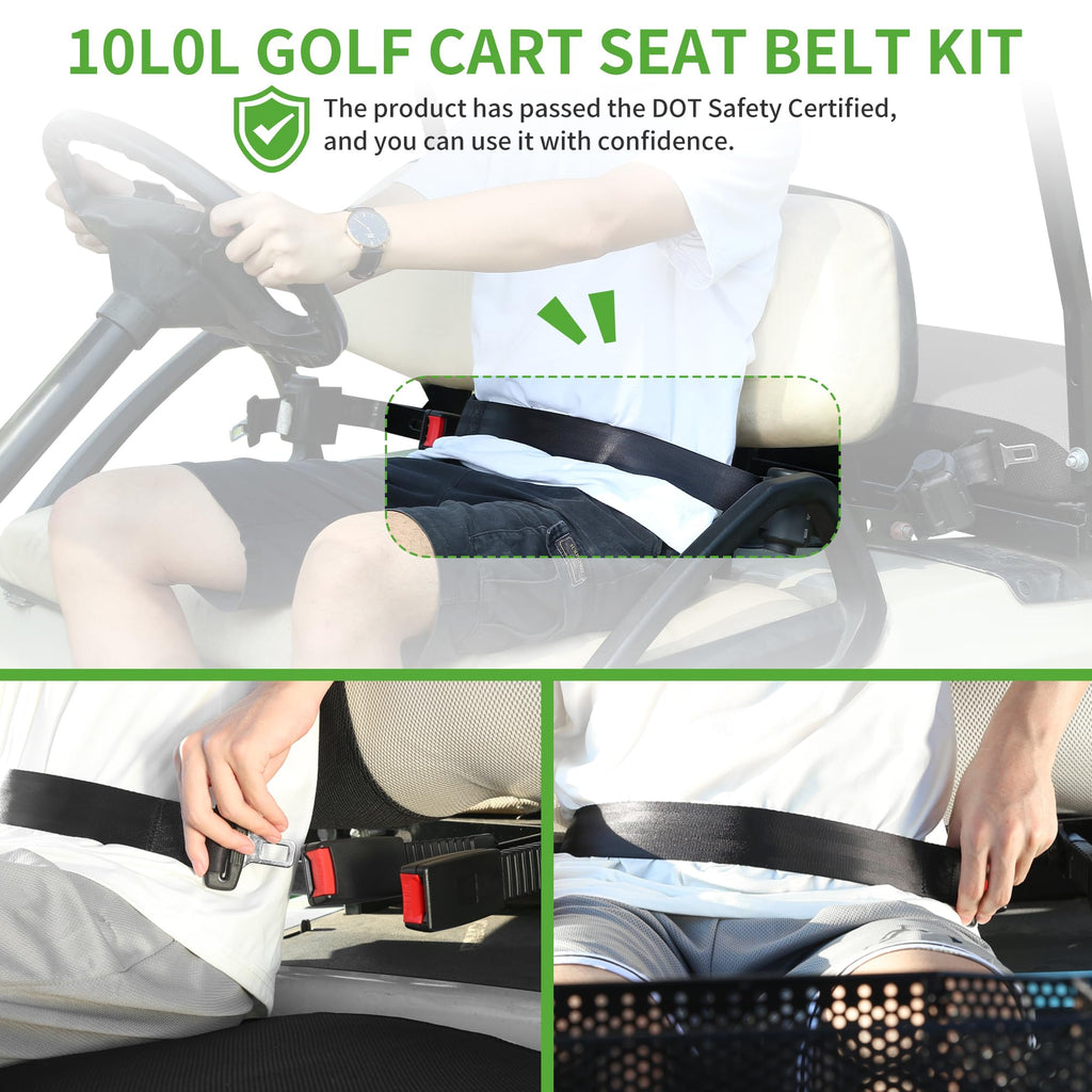 10L0L 4 Passenger (2+2) Golf Cart Seat Belt Kit for EZGO, Yamaha, Club Car, Fits Front Rear Seat, with Bracket
