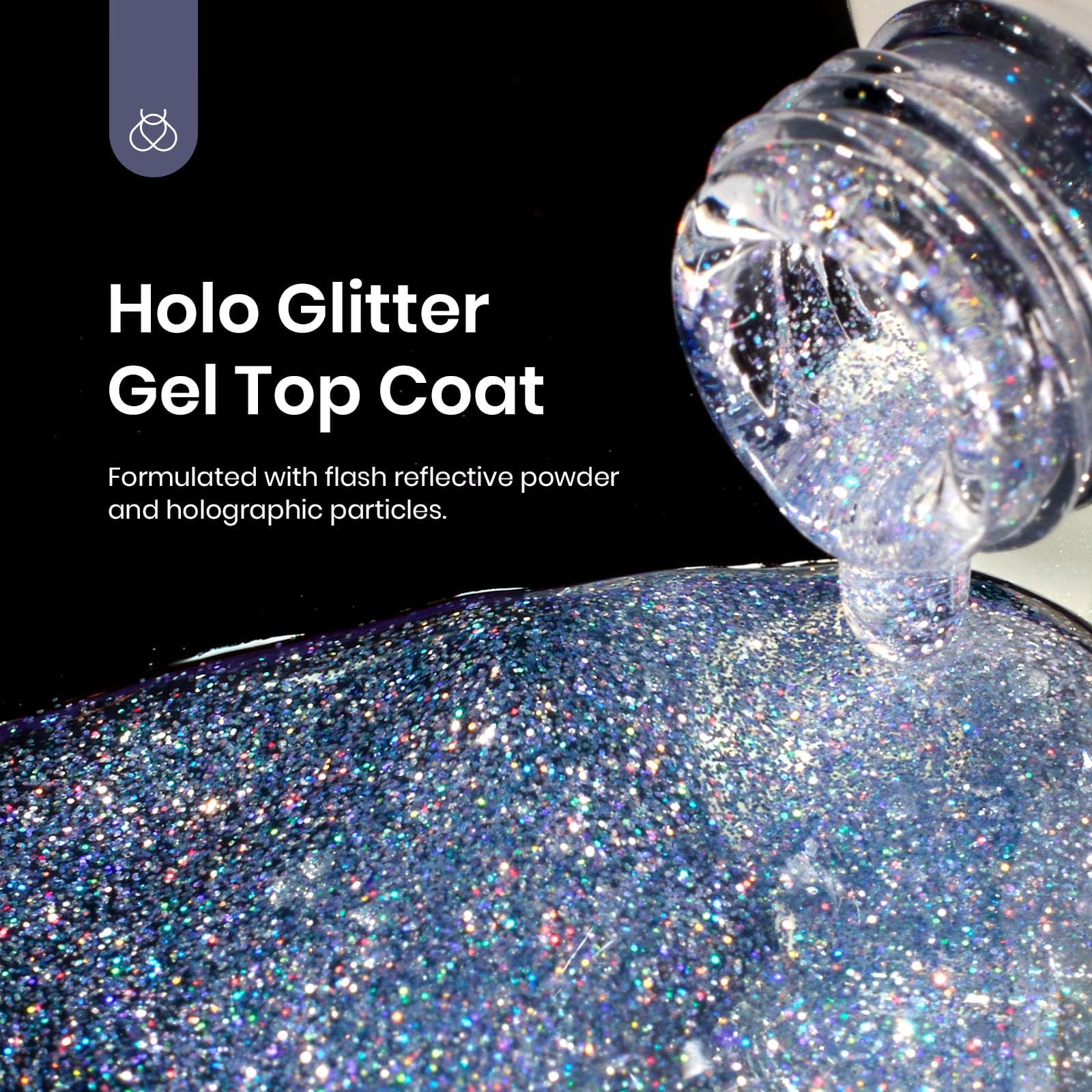 Beetles Heart Gel Top Coat 15ml - Hema Free Glitter Shine No Wipe Top Coat Long-Lasting for Gel Polish, Pink Heart Sparkle Soak Off UV LED Gift for Women