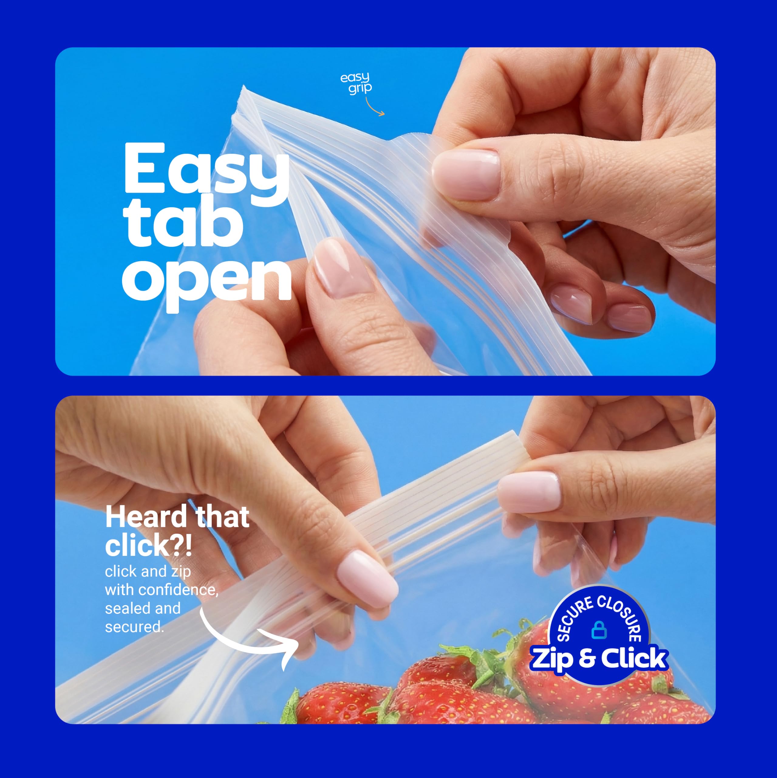 Gallon Storage Bags, Double Zipper Seal - 100 Count, Reusable Thick Food Plastic Storage Bags - Microwave-Safe, Zero BPA - Resealable Containers for Lunch, Snacks, Meals - 2 Boxes