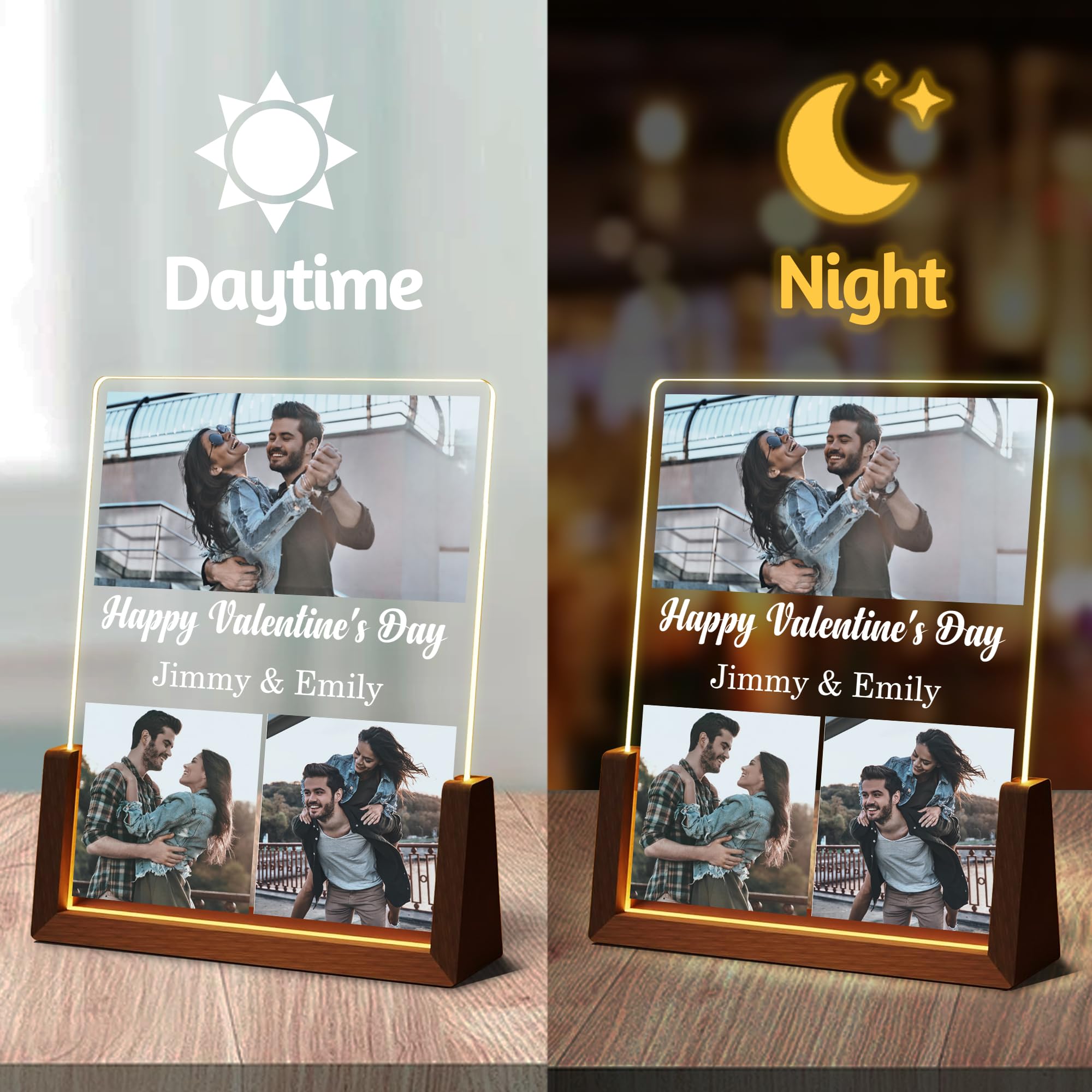 Personalized Fathers Day Birthday Gifts For Daddy Dad From Daughter Son Wife, Custom Acrylic Plaque Light Up Picture Frame, Customized Dad Gifts For Husband Men Papa Fathers Day Christmas