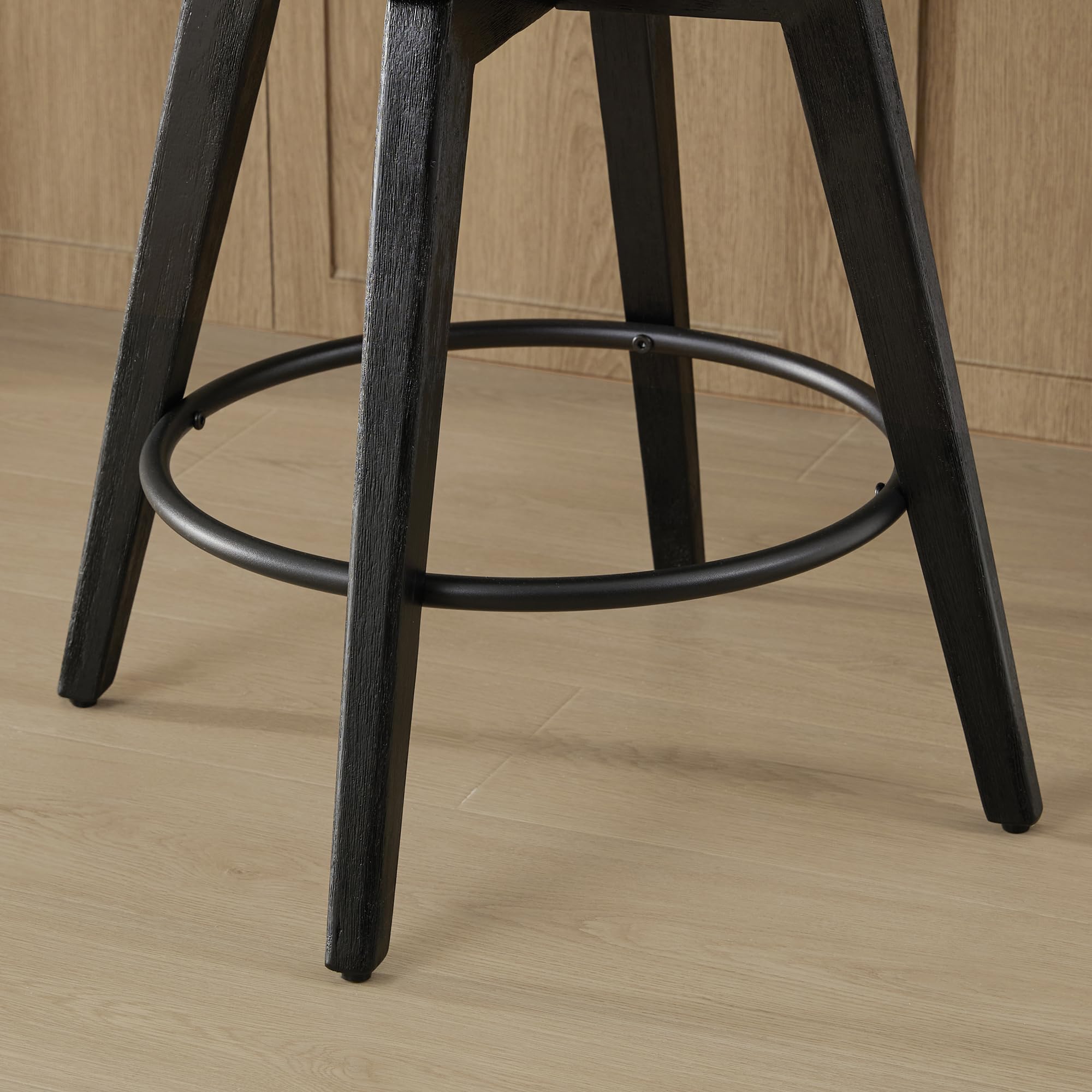 Watson & Whitely Counter Height Bar Stools, Performance Fabric Upholstered Modern Swivel Barstool with Back, Solid Wood Legs, 26" H Seat, Flint Grey
