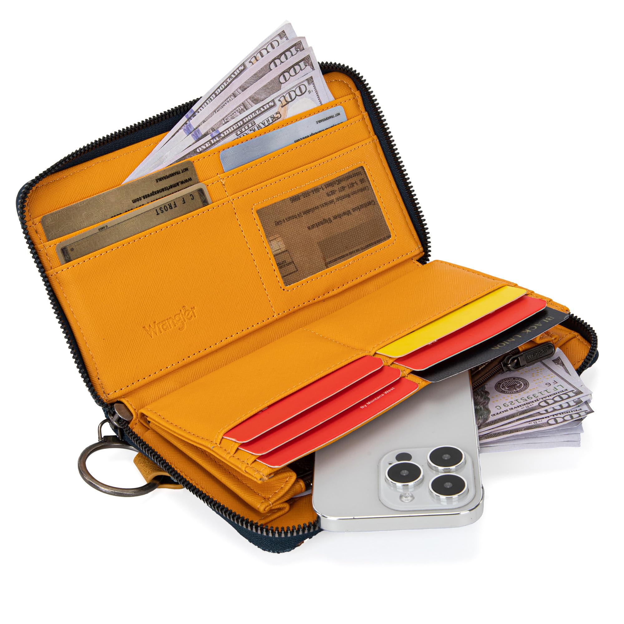 Wrangler Wallet Purse for Women Western Aztec Clutch Wristlet Wallet with Credit Card Holder