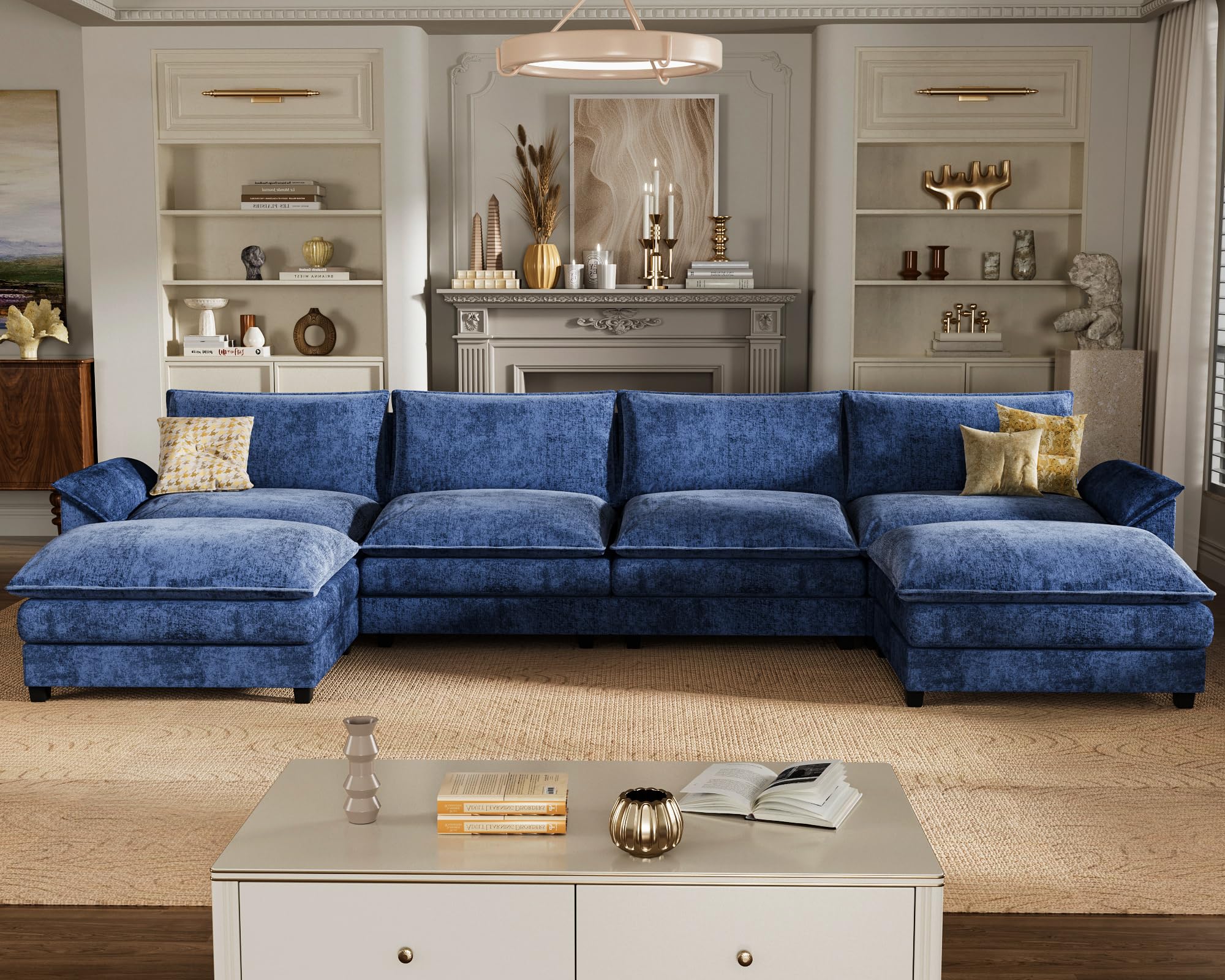Homall 80" Modular Sectional Sofa, Loveseat Sofa Couch with Double-Layer Cushion, DIY Combination Chenille Deep 2-Seat Cloud Couch for Living Room, Apartment (Bright Grey, Loveseat Sofa)